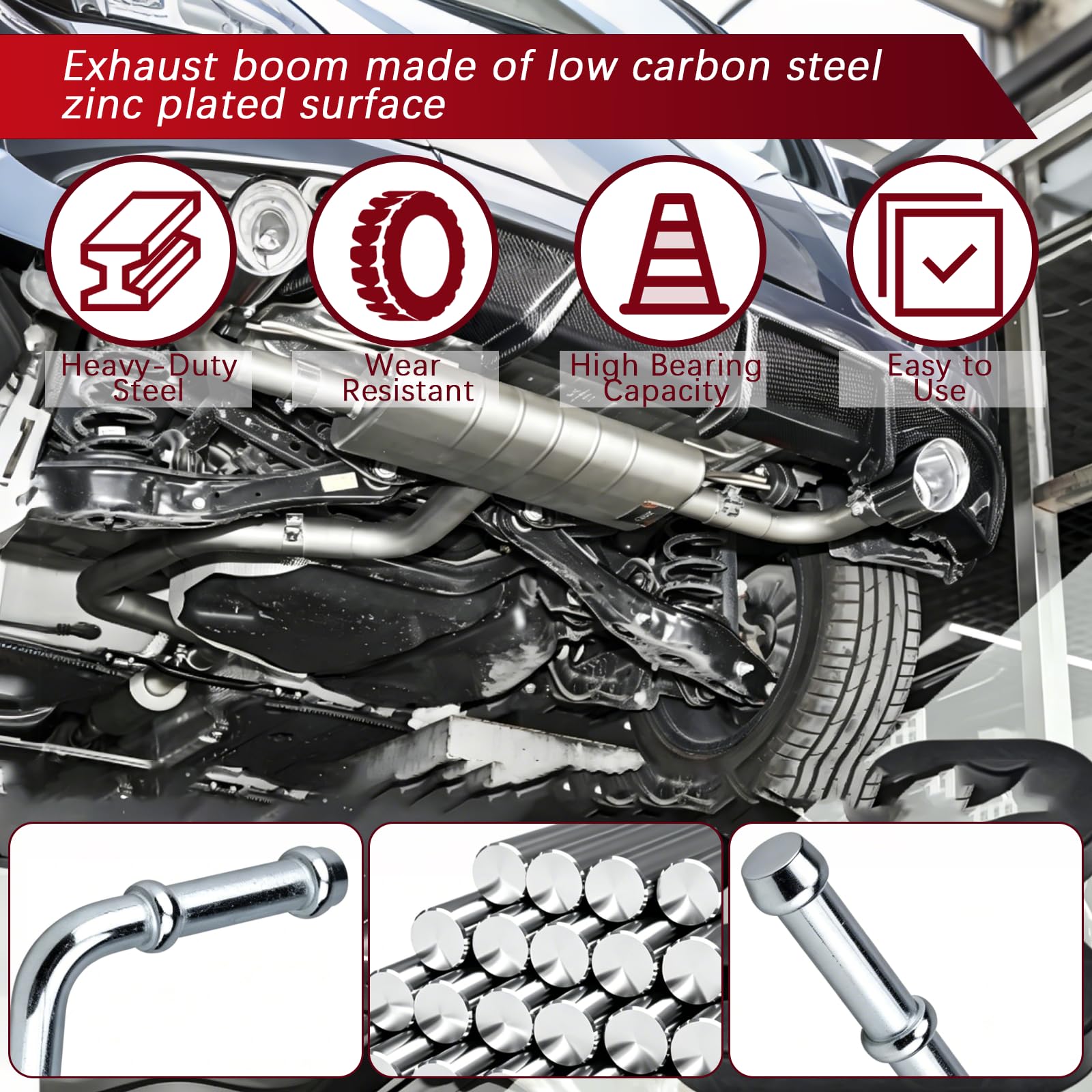 BRGD 16 Stück Auspuffhalterungsset, 2/4 Loch Universal Auto Gummi Auspuff mit Enthält 8 Stück 90°/180° gewinkelte Stangen zum Autos, SUVs, CRVs, Lochdurchmesser 1,2 cm