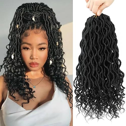 Goddess Locs - Cabello de ganchillo de 14 pulgadas, 6 paquetes de extensiones de cabello sintético preanudado de diosa para niños y mujeres, trenzas