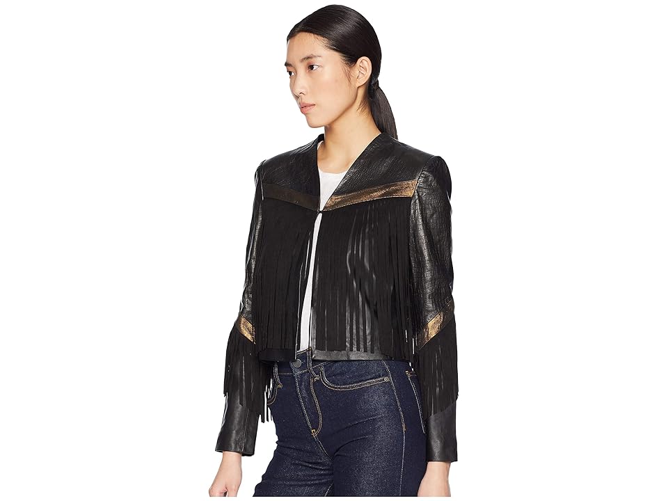

Rachel Zoe Sky Jacket (Black/Gold/Croc) Women's Jacket