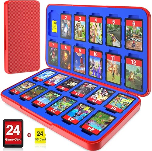 CYKOARMOR Funda para tarjetas de juego para Nitendo SwitchSwitch 2 (2025) Estuche rígido para cartuchos con 24 ranuras de juego y 24 ranuras para