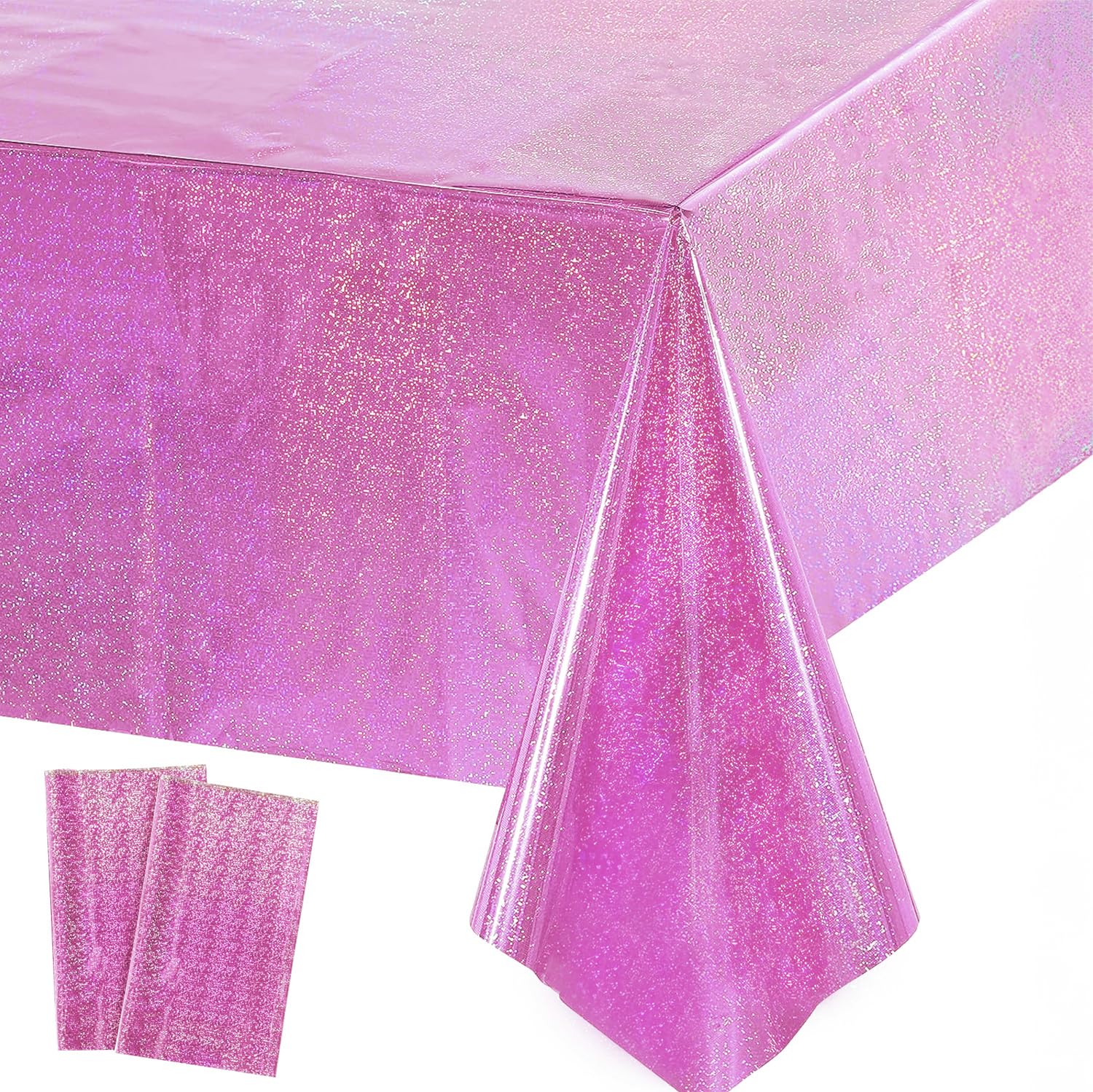 Tischdecke Geburtstag Rosa Glitzer 2 Stück - Party Tischdecke Wasserabweisend Einweg Deko für Kpop Dollhouse Einhorn Mädchen Prinzessin Hello Wutz Schulkind Party