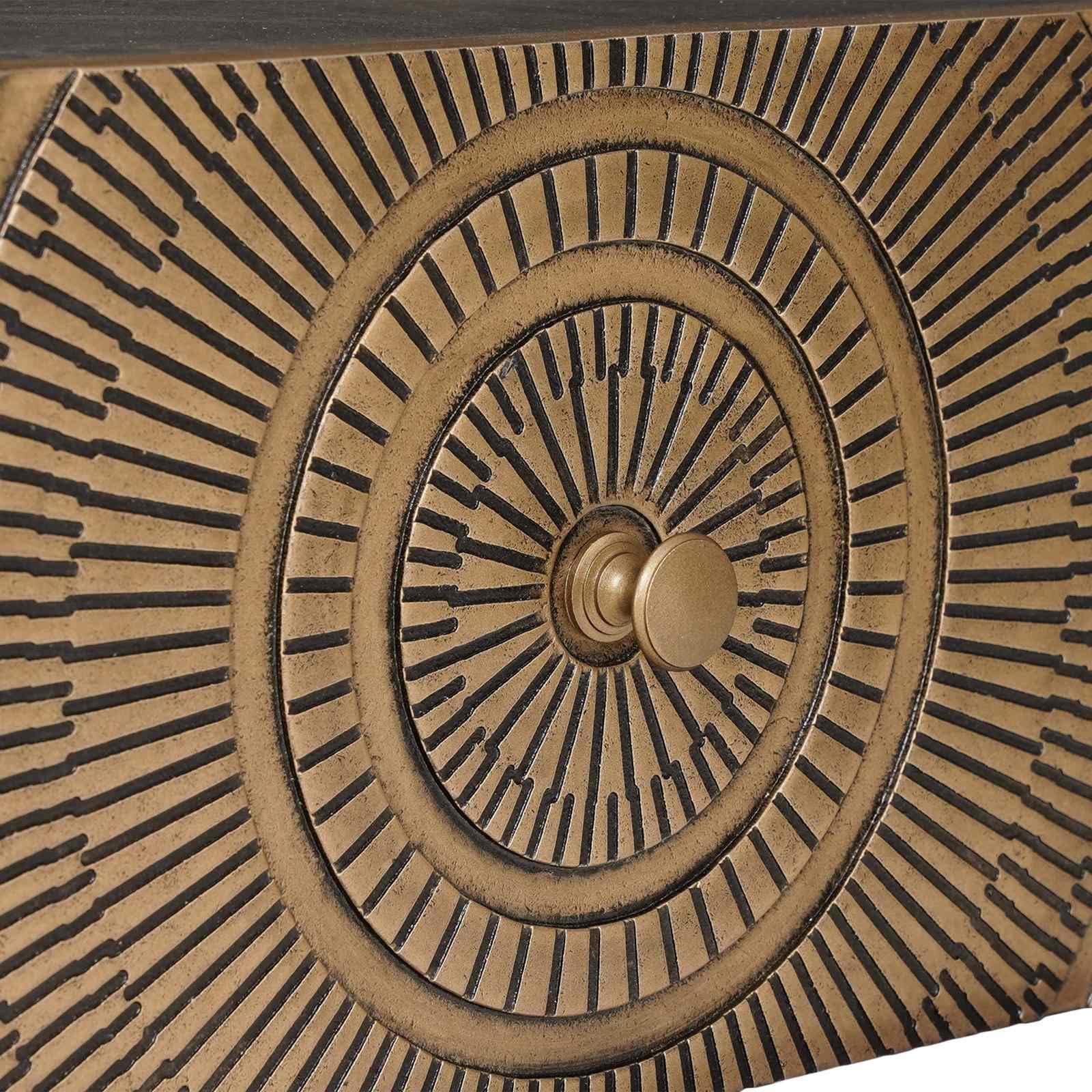 Mesita de noche hecha a mano de madera maciza de mango con cajón decorativo y tallado artístico, diseño de ahorro de espacio para dormitorio, incluye instrucciones de montaje (idioma español