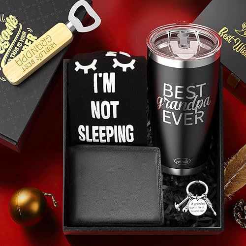 Miniatura 9 de Regalos para abuelo, regalos de cumpleaños para abuelos, regalos de Navidad, regalos para el mejor abuelo con vaso de viaje, cartera de cuero,