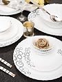 La Opala Diva Classique Collection Opal Glass Crockery | for Family of 6 | Dinner Set 33 pcs Misty Drops | Plates & Bowl