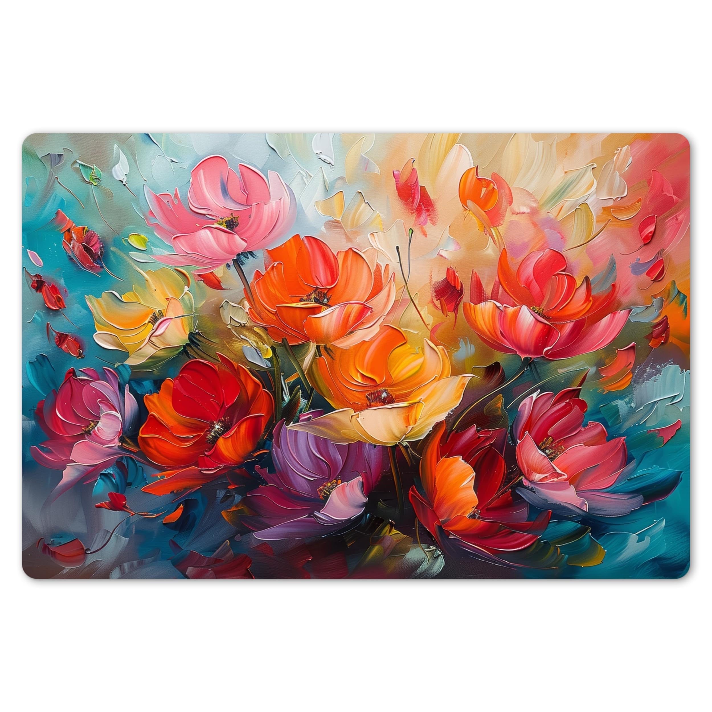 Kitchenyeah Flowers - Colorful Kitchenyeah© Place Mats For Table 18"X12" / 45X30 Cm Placemat Set Of 6 Placemats Wipe Clean Kitchen Anti Slip Dinner Dining Mat Dinning - Paint - Abstract - Art