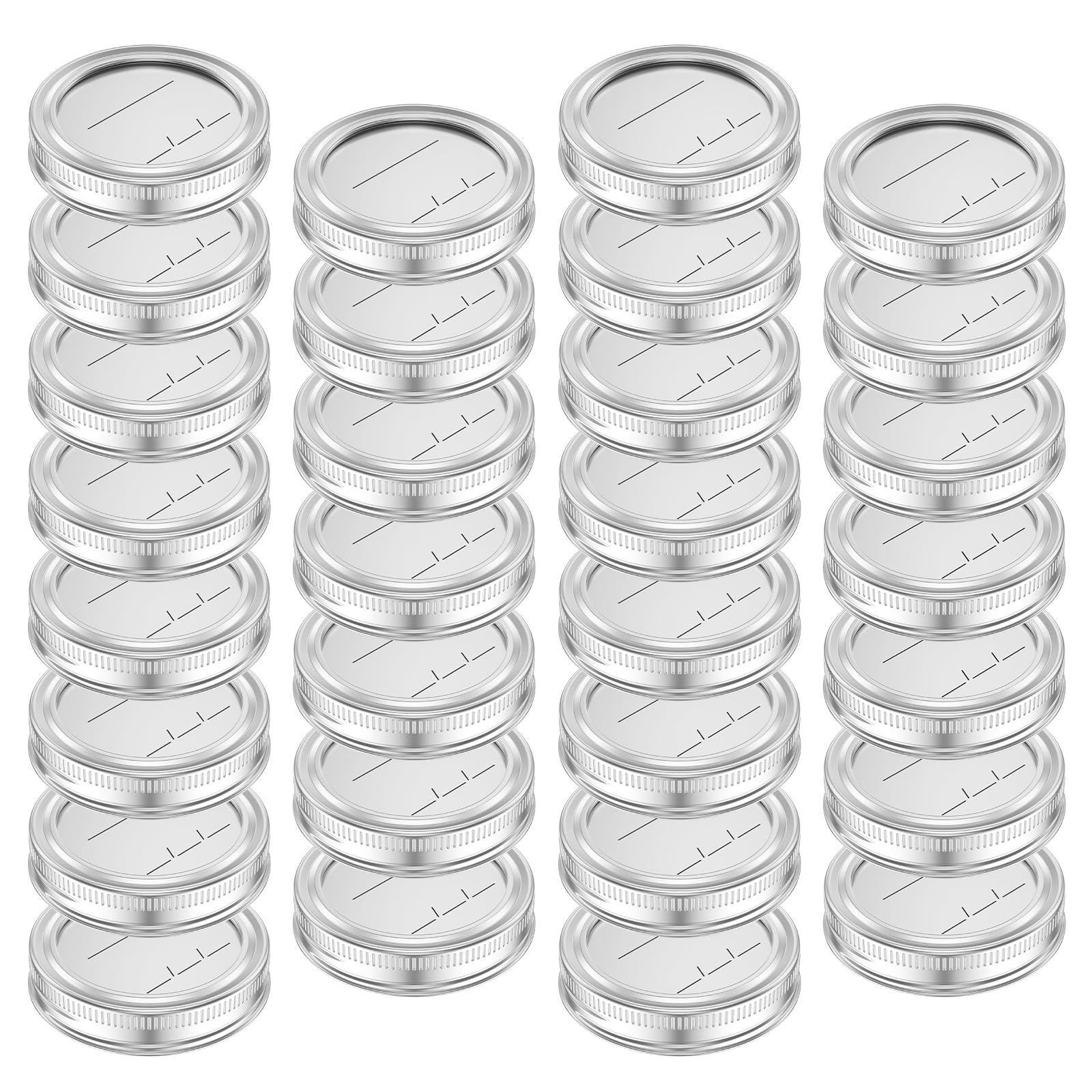 30Pcs Canning Jar Lids with Rings Mason Jar Lids Metal Jar Lids Good Sealing Canning Lids Jar Canning Lids Jar Lids with Date Line for Mason Jar Canning Food Spices(Silver)