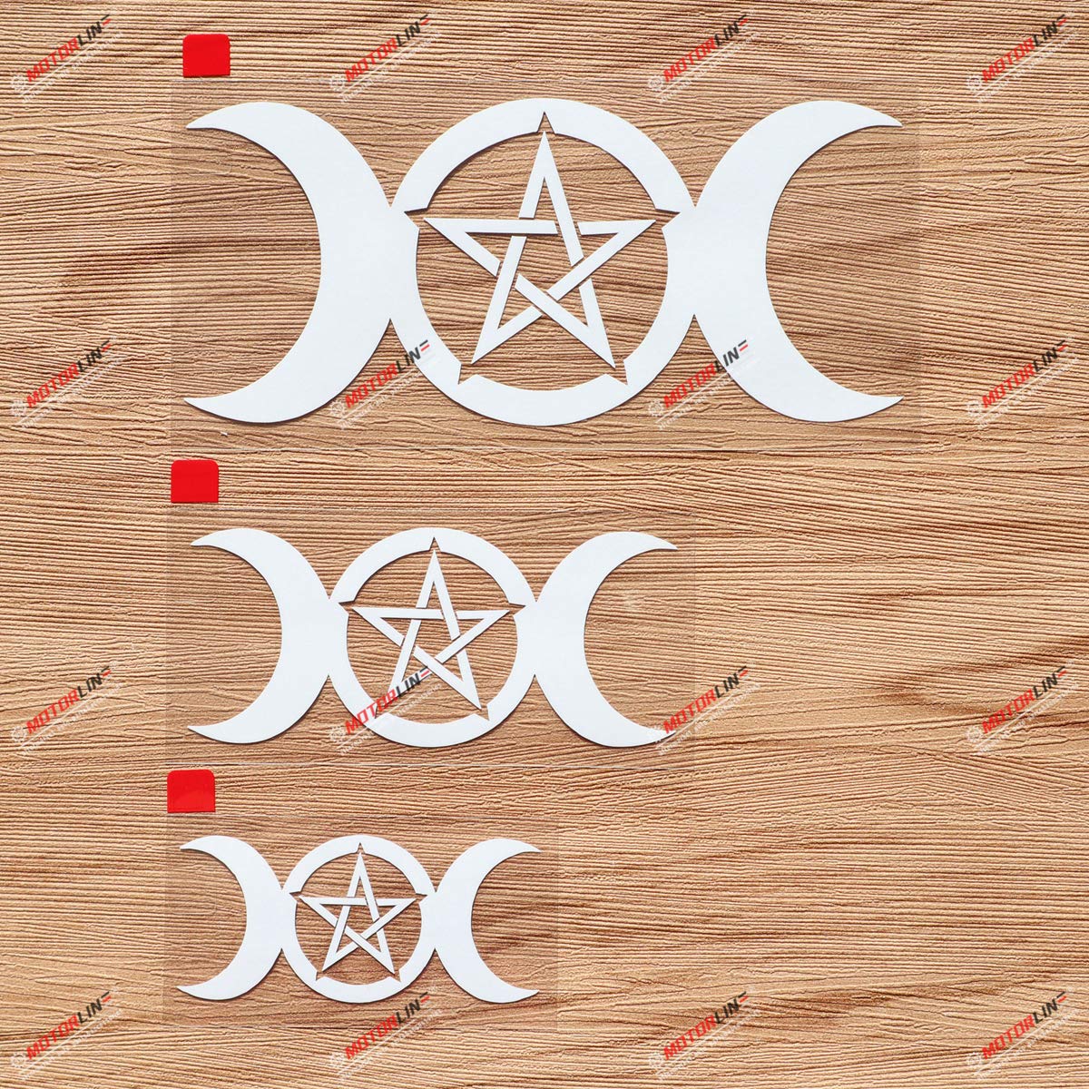 Wicca Pagan Witch Triple Moon Decal Vinyl Sticker - 3 Pack White, 3 Inches, 4 Inches, 6 Inches - Die Cut No Background for Car Boat Laptop Cup