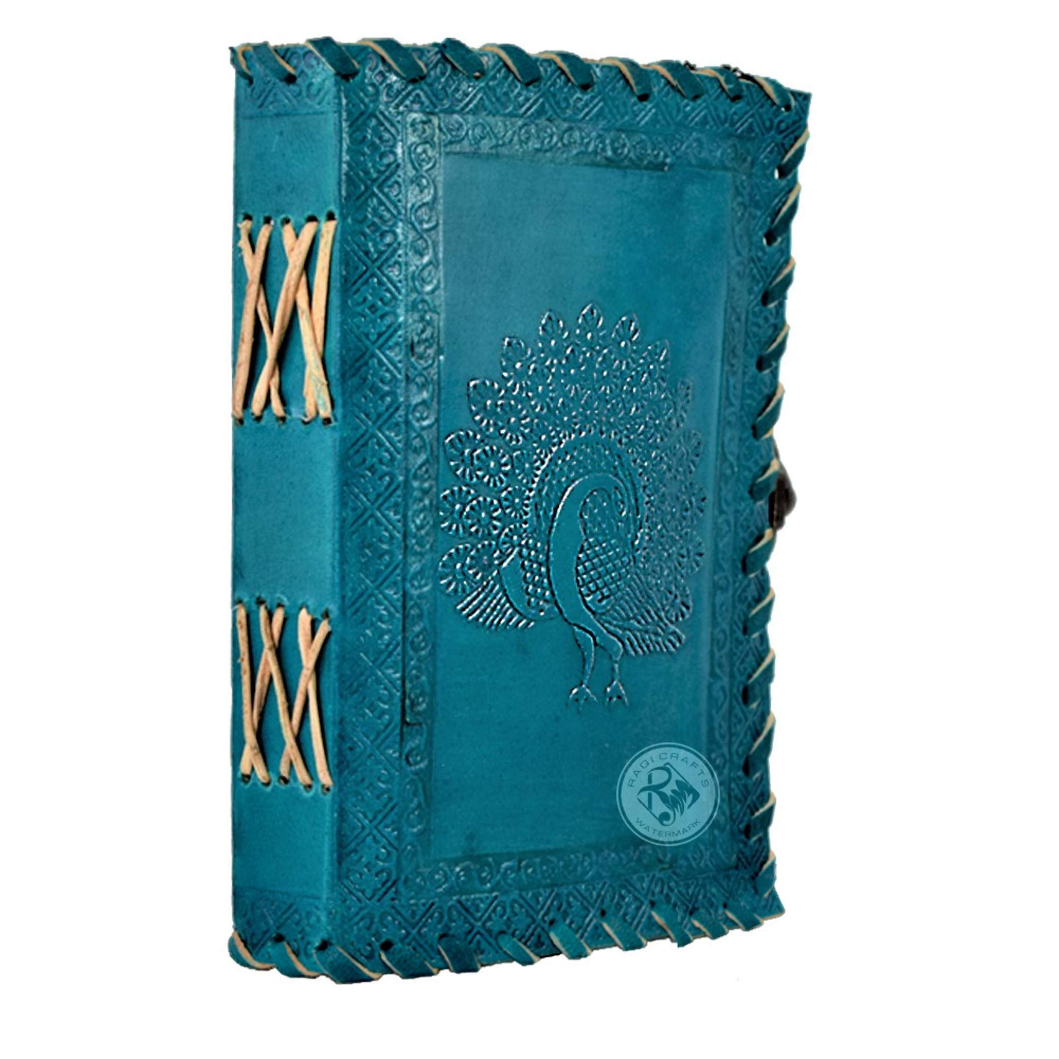 Journal vintage en cuir turquoise, carnet de notes celtique