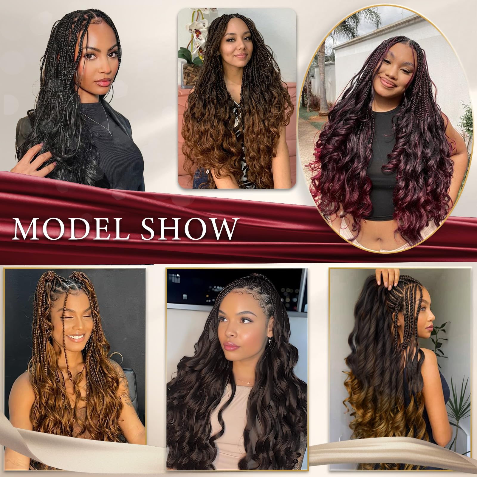 French Curl Braiding Hair 8 Packs 24 Inch Pre Stretched French Curl Braids Loose Wavy Spanish Curly Hair Ends Synthetic Crochet Braids Hair Extensions for Women (8 Packs, 24 Inch, 1B#)