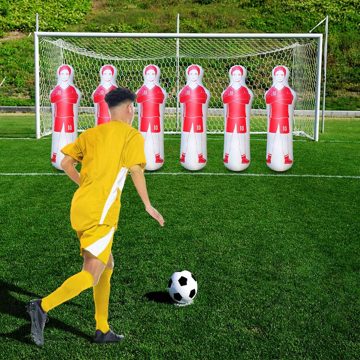SUNSHINEMALLInflatable Soccer Dummy Goalkeepr Air Mannequin Free Kick Defender Wall Football Practice Tumbler for Dribbling Wall Passing Drills