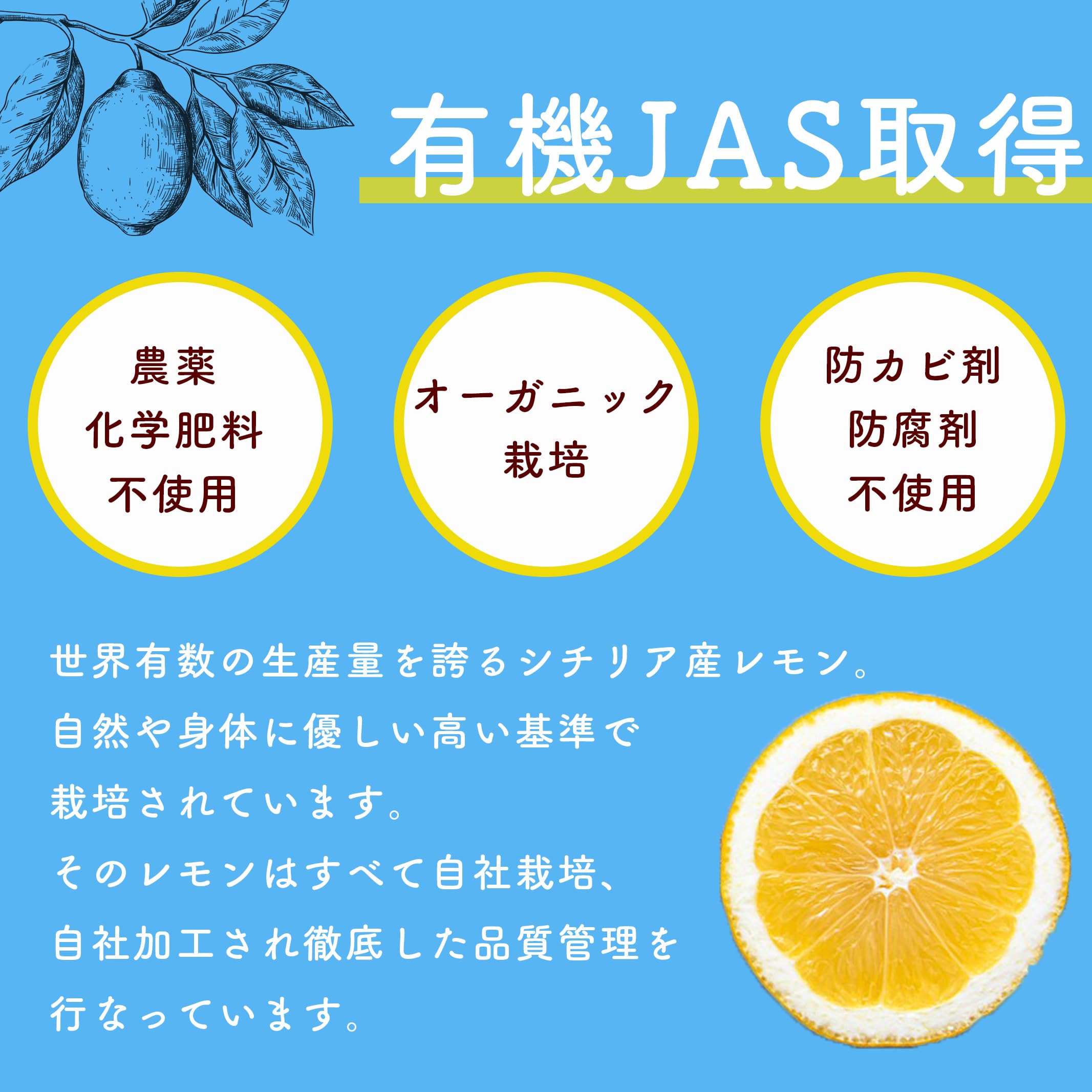Amazon.co.jp: 【 有機JAS 】 シチリアレモン 輪切り 500g 農薬不使用
