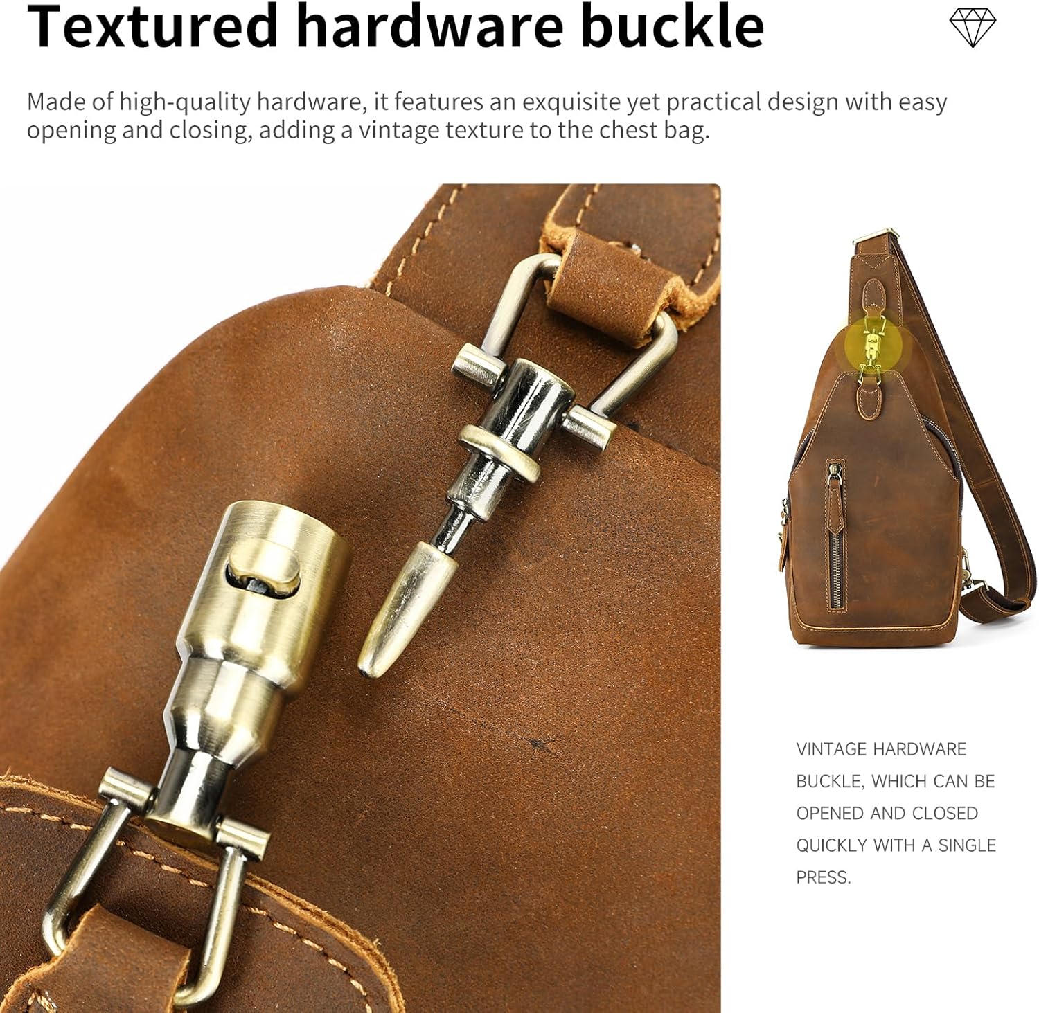 NIUCUNZH Genuine Leather Crossbody Sling Bag Handmade Classic Vintage Shoulder purse daypack Backpack