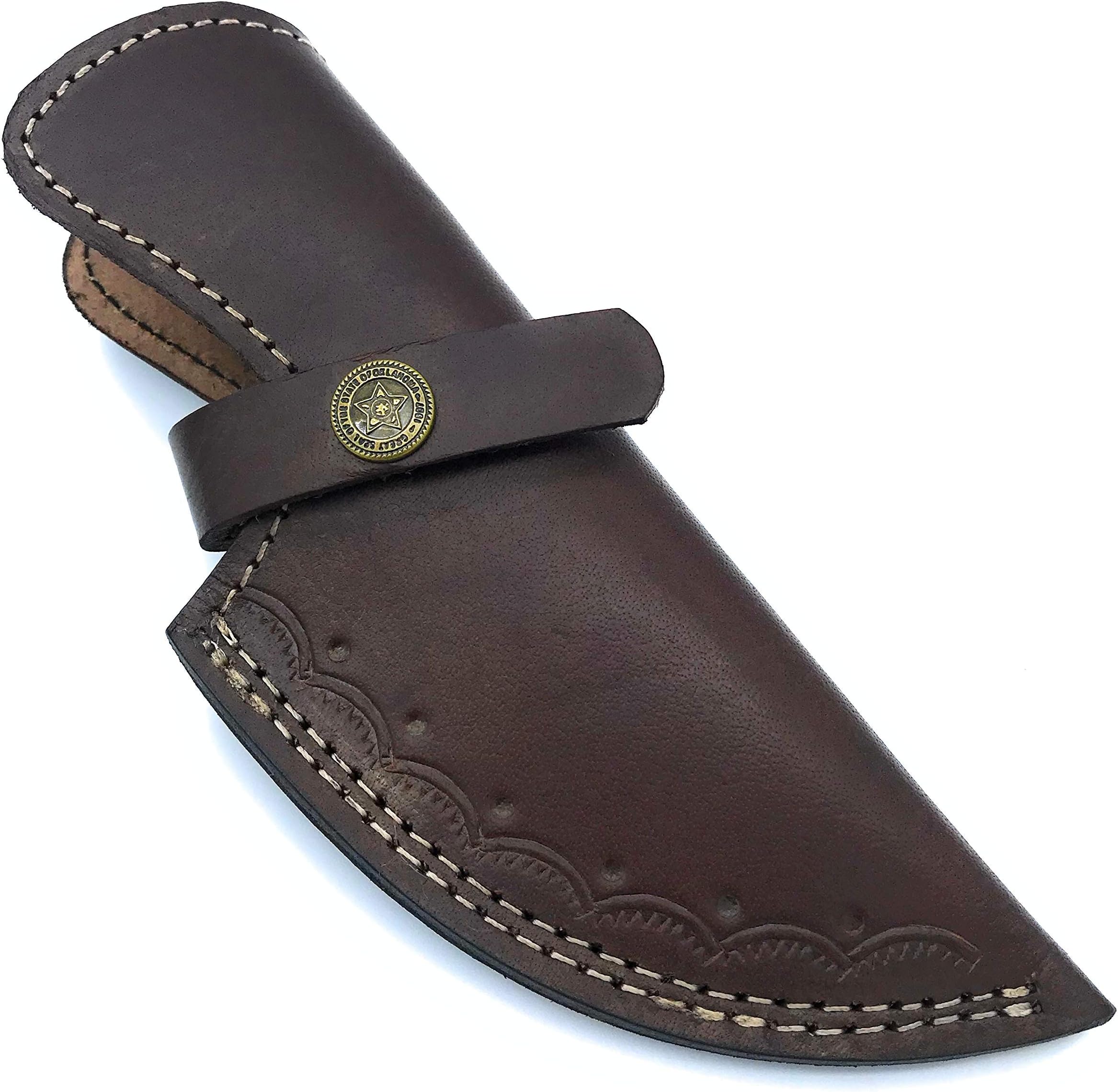 7" custom handmade leather sheath for 4" cutting blade knife
