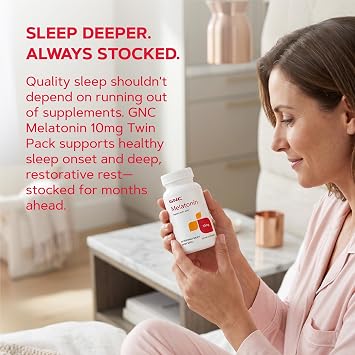 GNC Melatonin 10mg, Supports Restful Sleep, Twin Pack, 60-Day Supply