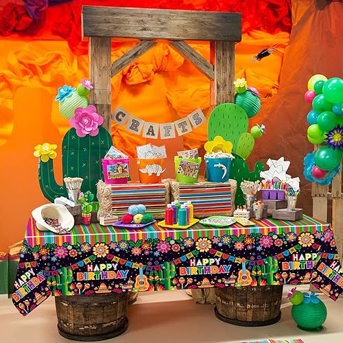 Miniatura 3 de PHOGARY 6 manteles mexicanos para fiestas temáticas de cumpleaños, decoraciones de fiesta de plástico, para noche de tacos mexicanos, Cinco de Mayo,
