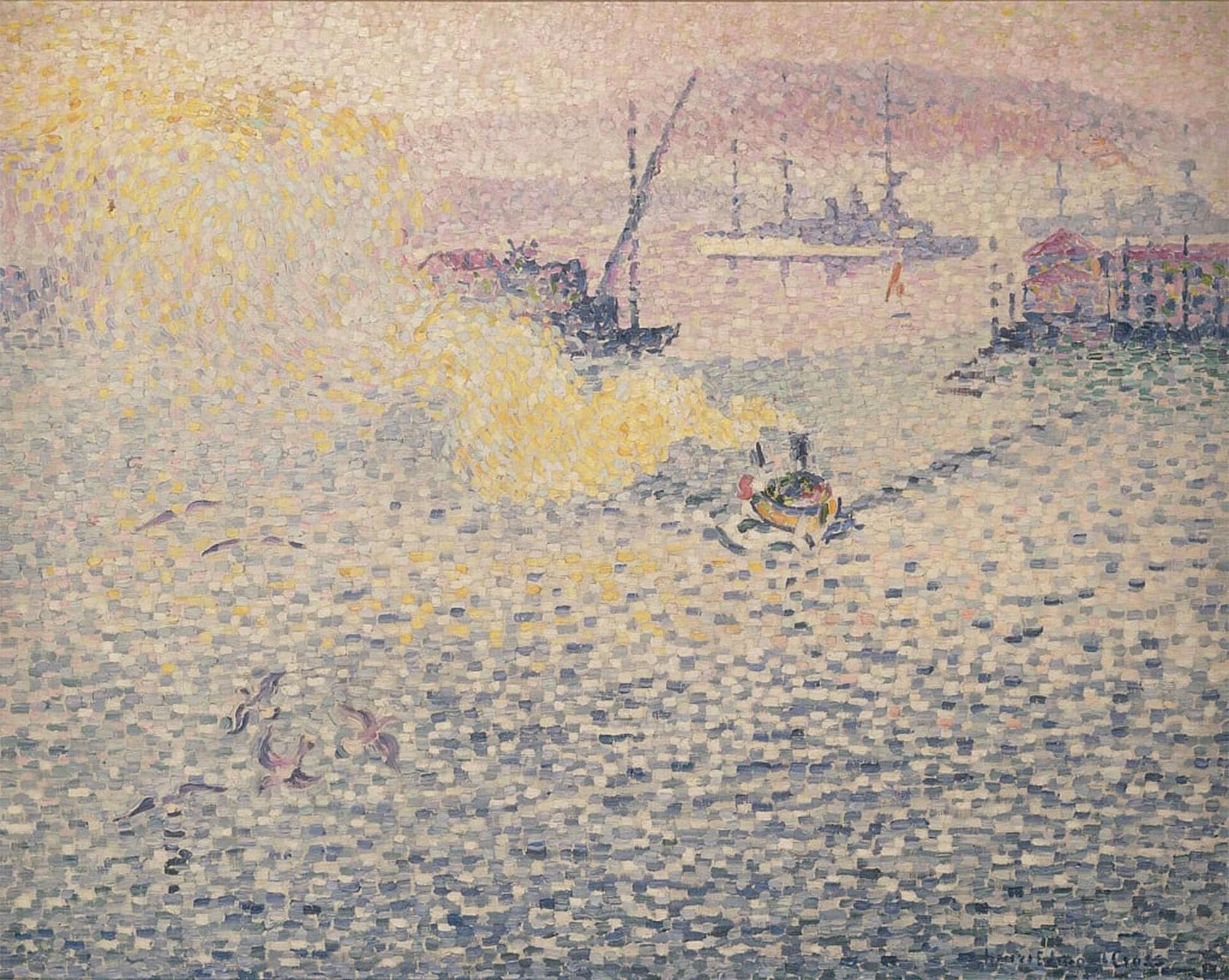 SERENDIPITP Vintage Picture Print on Canvas Wall Art Poster Toulon Winter Morning Toulon Winter Morning by Henri Edmond Cross Artwork Print Poster for Wall Decor 60x90cm