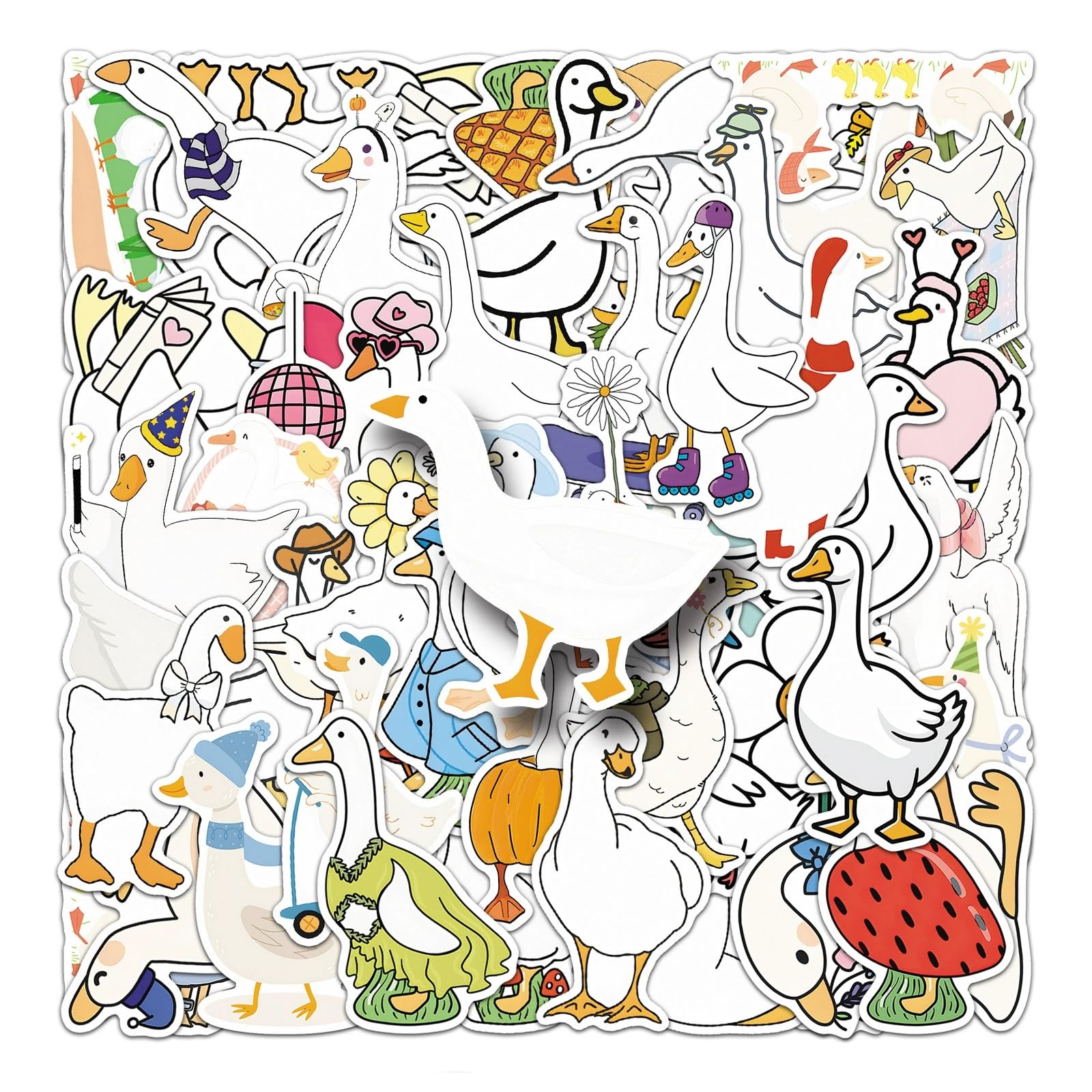 Chaopaitiezhi Girls 50 Pcs Goose Vinyl Stickers,Goose Graffiti Stickers,Vinyl Waterproof Decals For Kids Teens ,Phone Laptop Bottles Skateboard Computer Phone Luggage Guitar Gifts