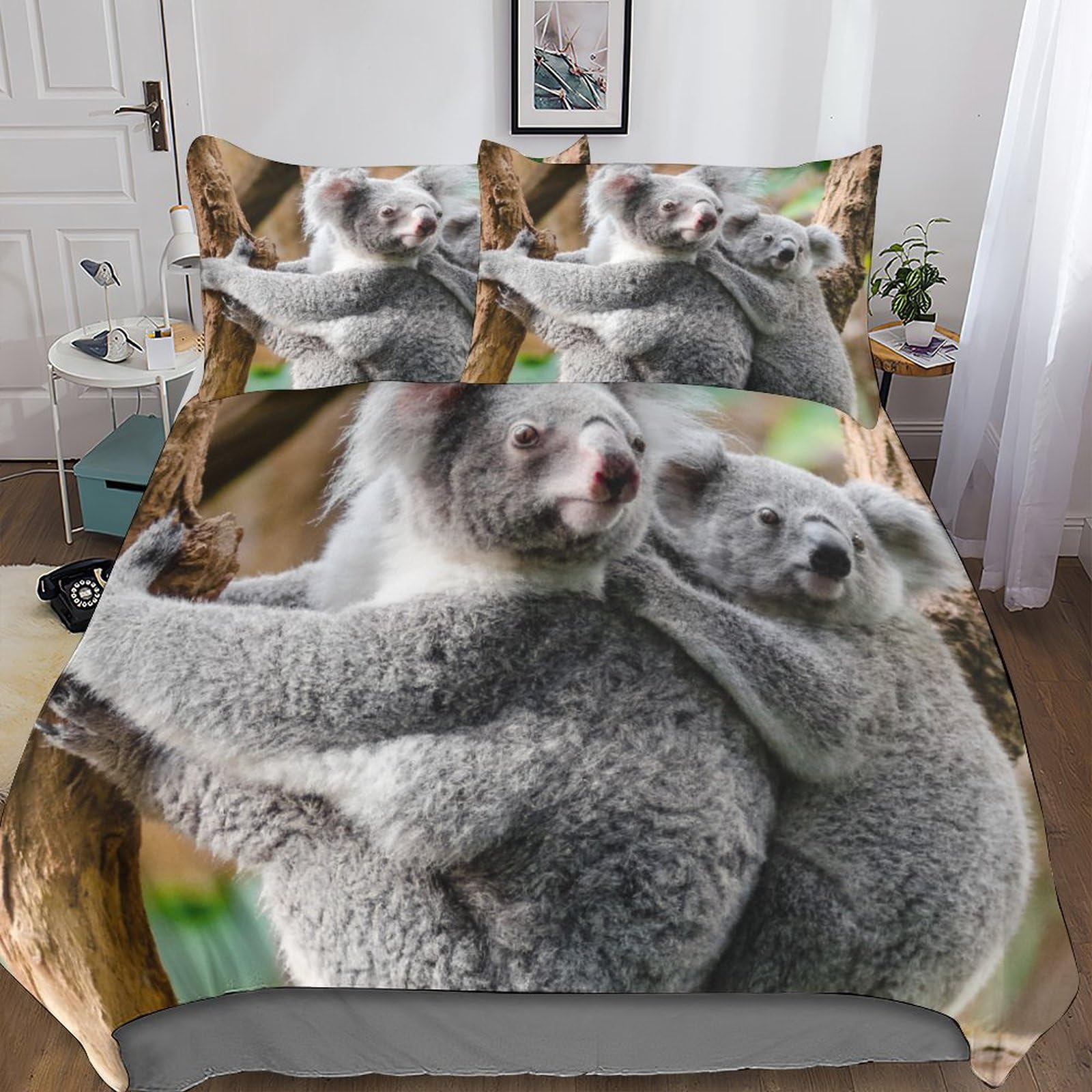 Parure de lit Koala imprimé 3D haute définition en microfibre thermorégulatrice