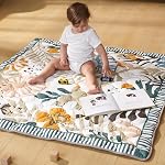 Momcozy Baby Play Mat pour le plancher, 50x50 Mat de Playpen épais, compagnon de jeu pour bébé Tummy Time, étanche & Non-dérapant, Tapis pliable avec poignée de transport, Forest World