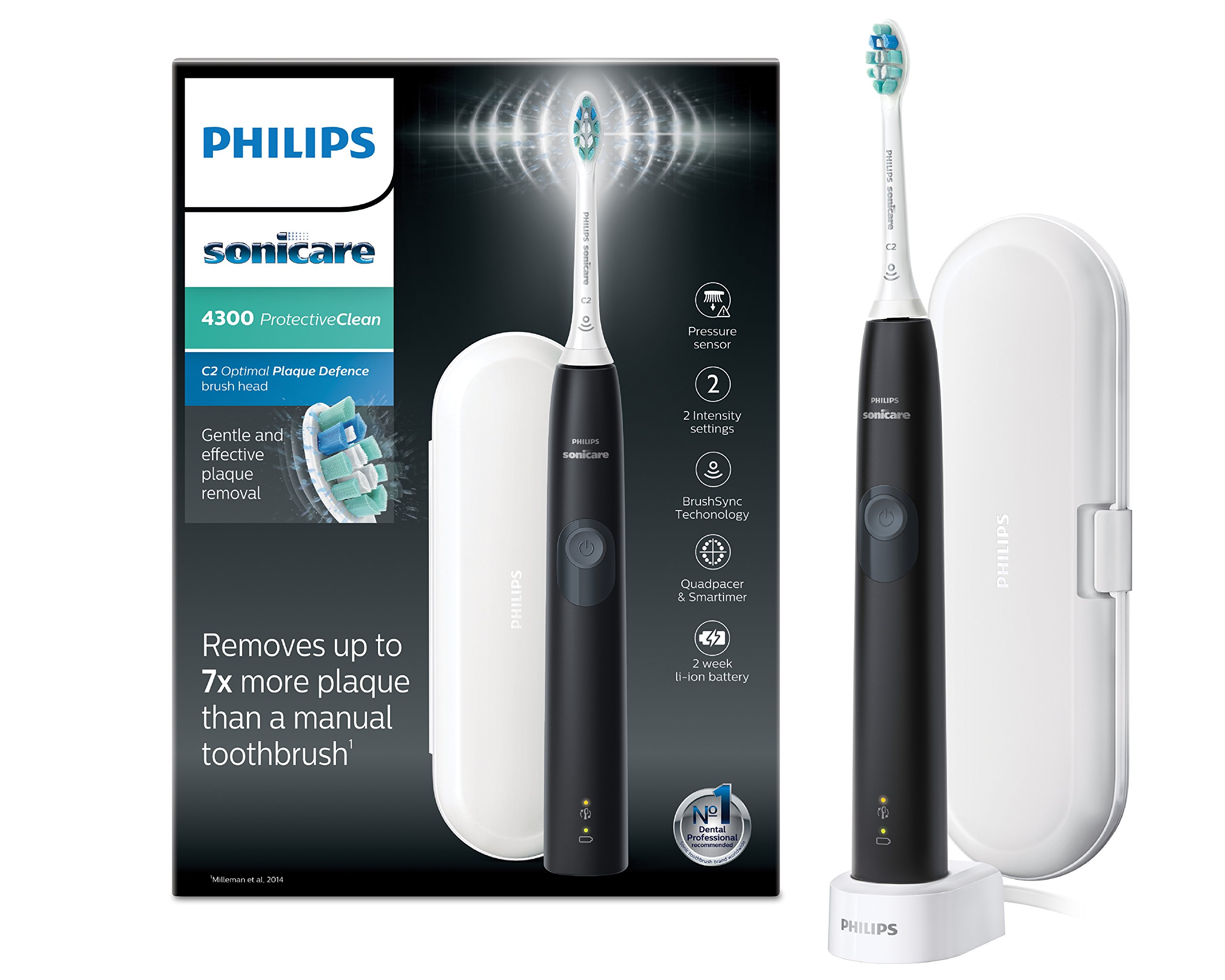 Buy PHILIPS Sonicare ProtectiveClean 4300 Electric Toothbrush with Travel Case Black (UK 2pin