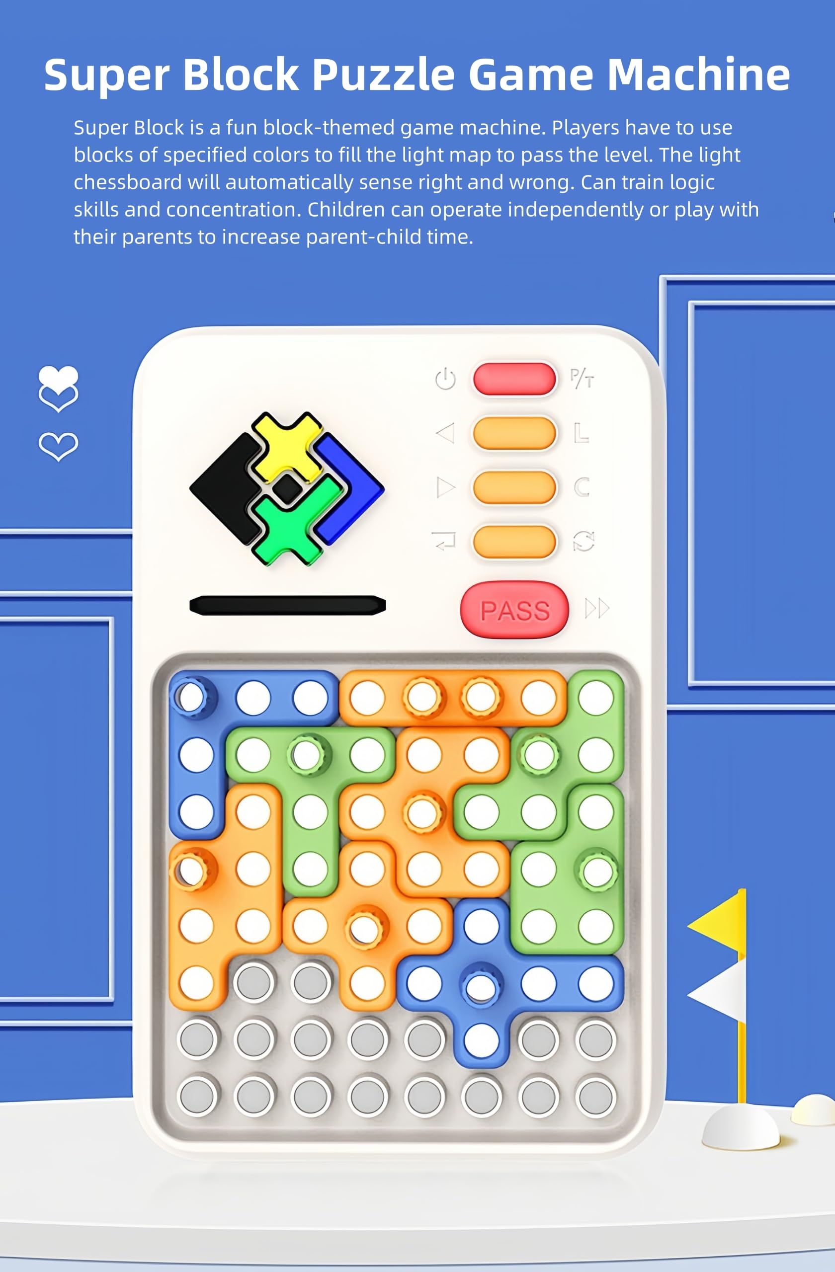 CZT Súper Bloque Consola de Juegos de Rompecabezas 1030 Niveles de Juego Laberinto Pensamiento lógico Máquina de Juegos Juguetes para niños/Adolescentes Regalos para niños/niñas/Estudiantes