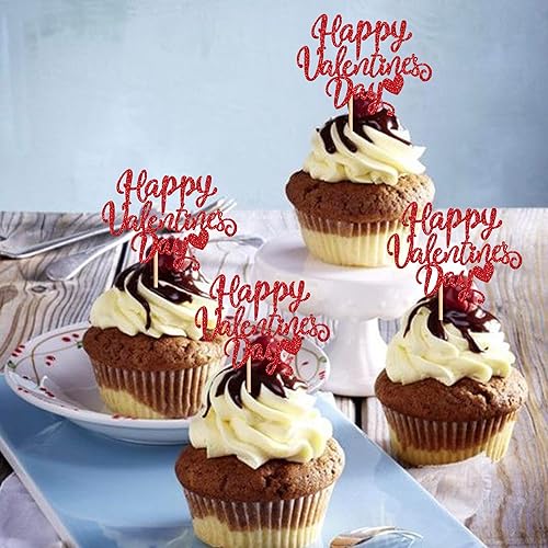 Miniatura 33 de Rsstarxi 36 Pack Happy Valentine's Day Cupcake Toppers Glitter Cupid Love Heart Lip Kiss Me Be Mine Cupcake Picks for Valentine's Day Theme Wedding