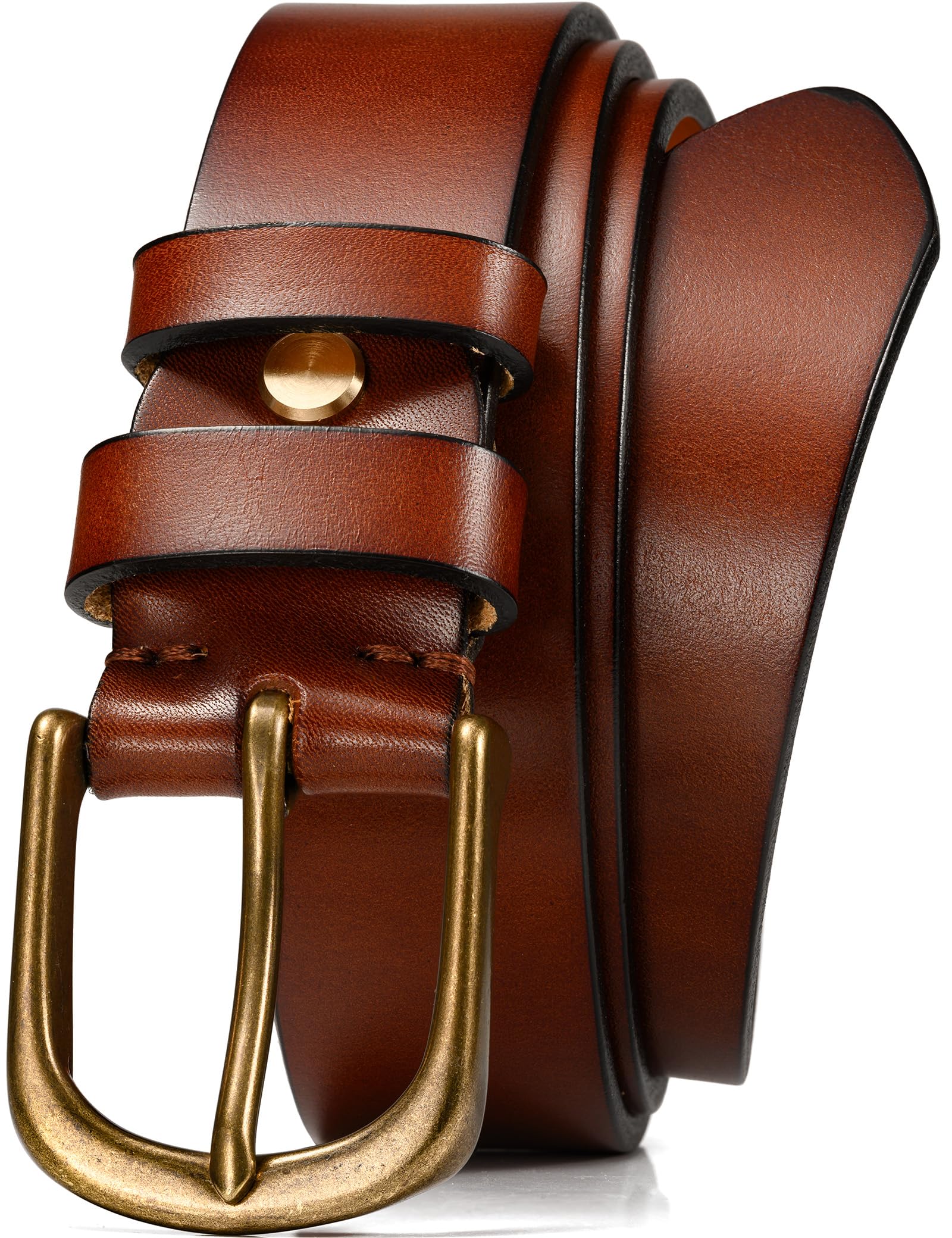 WOLFANT Thicken Full Grain Heavy Duty Casual Work Belts for Men 100 Italian Real Solid Leather