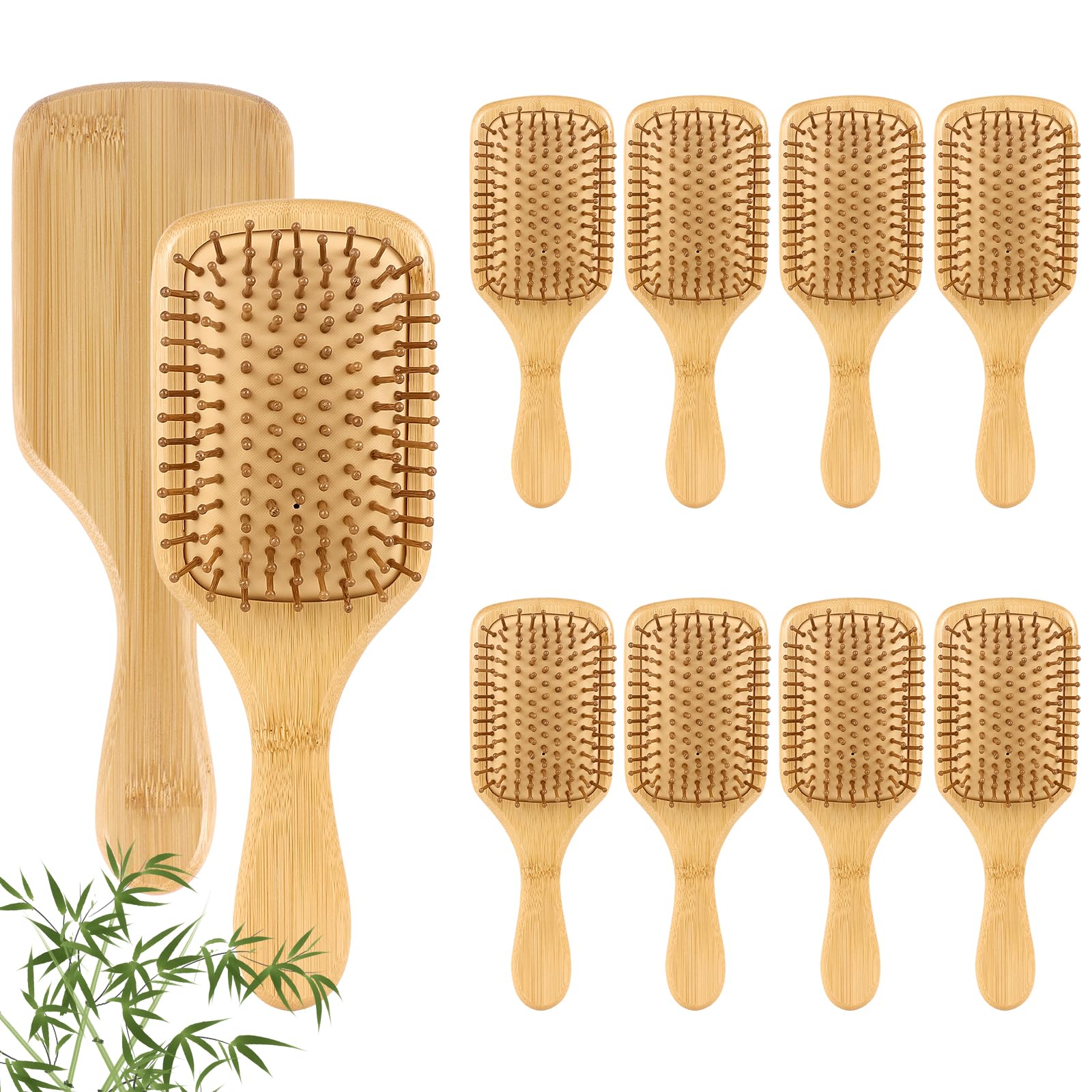 Bambus Haarbürsten, Natürliche Bambushaar Kopfhaut Große Antistatische Haarbürste ohne Ziehen Oval Holzbürste für alle Haartypen, Großpackung für Familien und Hotels(24,5x8,5cm)