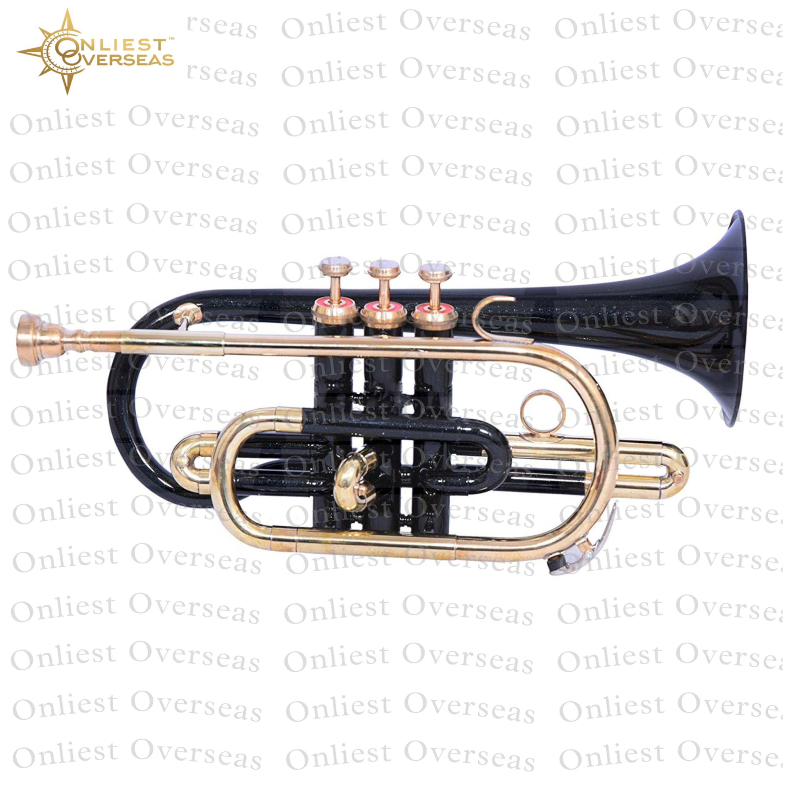 Juego de cornetas de latón | Corneta de banda compacta con válvulas de pistón suaves, tubo de plomo de cobre fósforo | Incluye boquilla, kit de limpieza y estuche rígido negro y