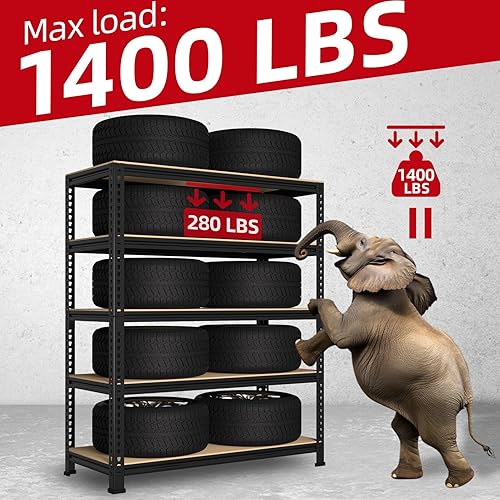 Miniatura 4 de PrimeZone Estantes de almacenamiento de garaje resistentes, 31.5 pulgadas de ancho x 16 pulgadas de profundidad x 63 pulgadas de alto, estantería de