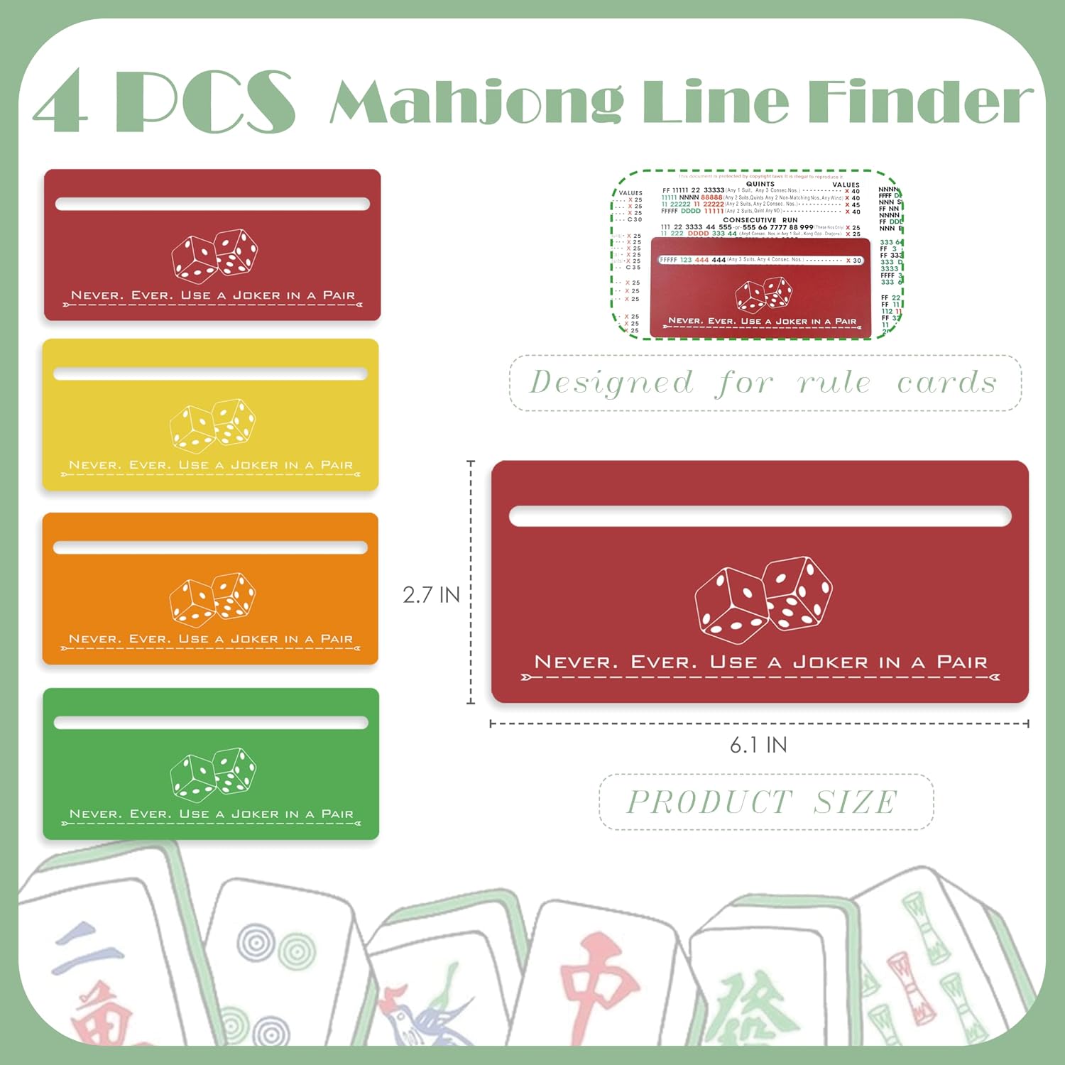 4 Pcs Mahjong Line Finder, Lucky Four-Color Minimalist Windowed Design, Portable, Ideal Gift for Mahjong Beginners (Modern, Multicolor)