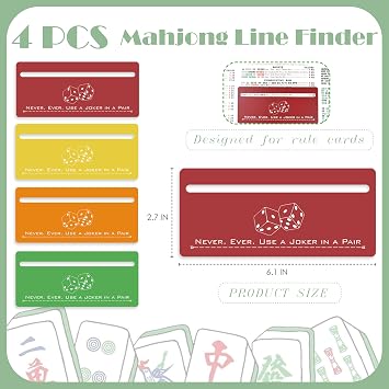 4 Pcs Mahjong Line Finder, Lucky Four-Color Minimalist Windowed Design, Portable, Ideal Gift for Mahjong Beginners (Modern, Multicolor)