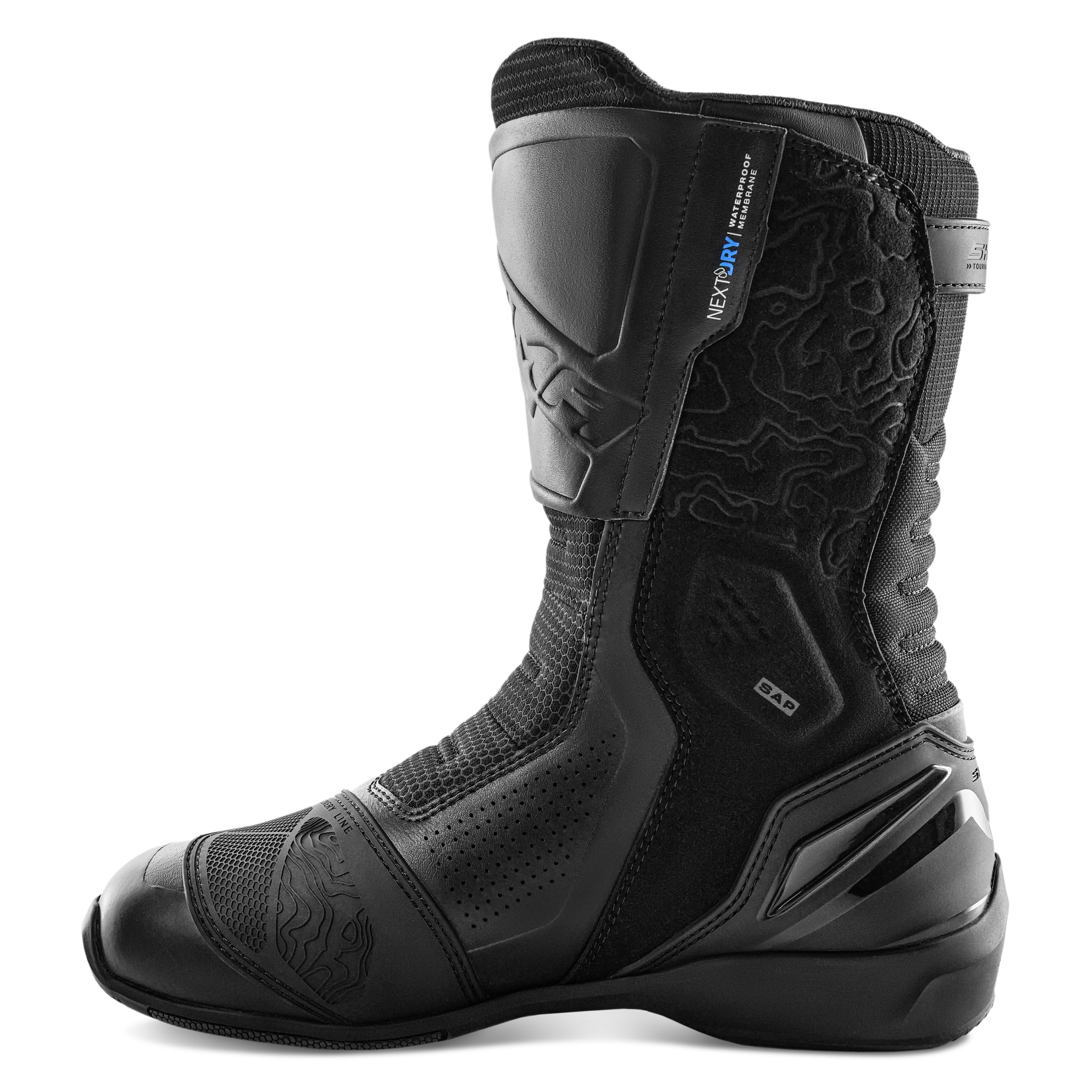 SHIMA Tenex WP Botas Moto Hombre Cuero Impermeable Atop Zapatos Todo El Año Calzado Motorista Baja Adventure Velcro Protección Tobillo Motocicleta Trail (Masculinos Impermeable, Negro, 43)