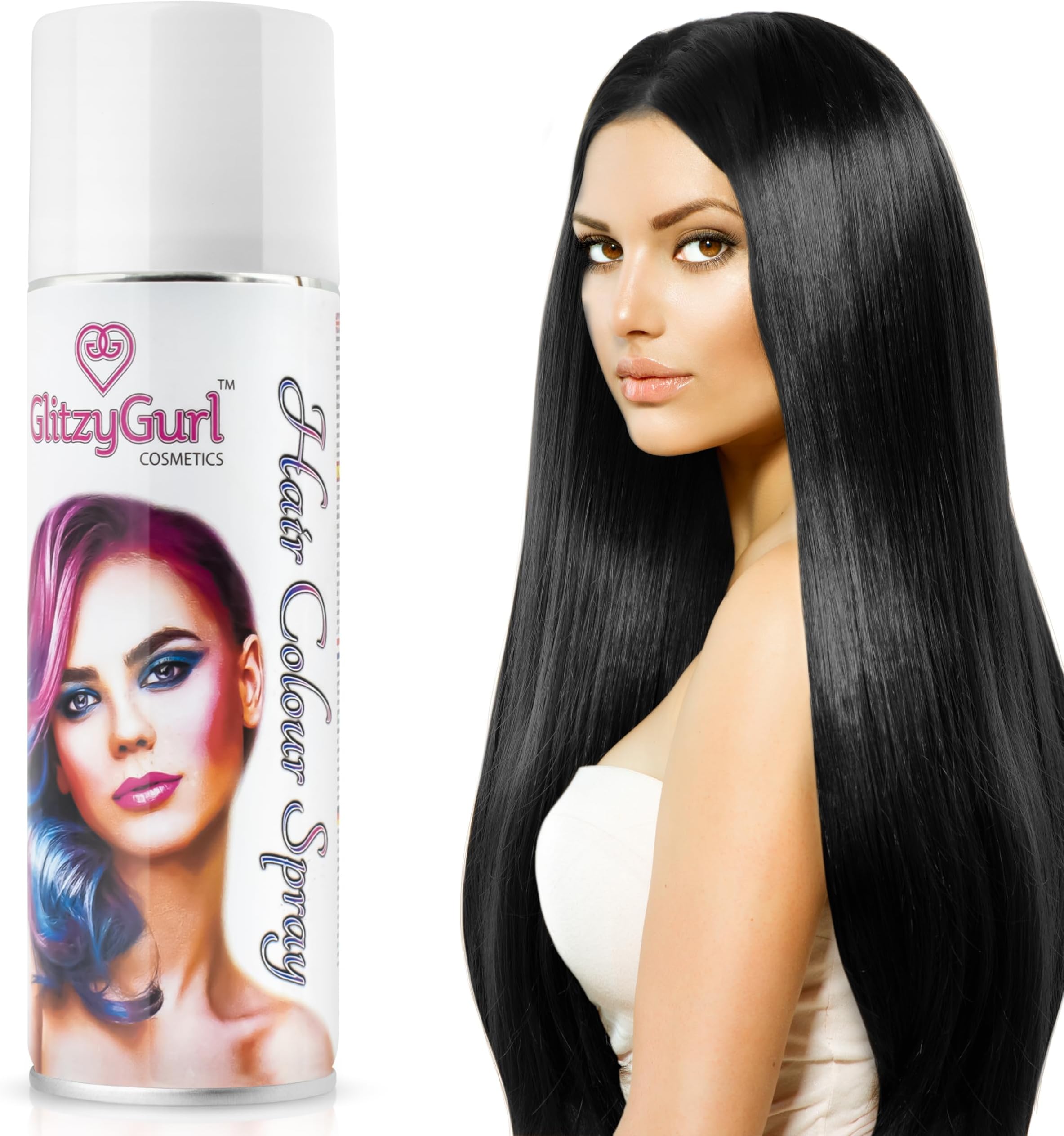 Hair Colour Spray 125ml Temporary Hair Kids Adults Halloween Temporary Dye Made in UK (Black)