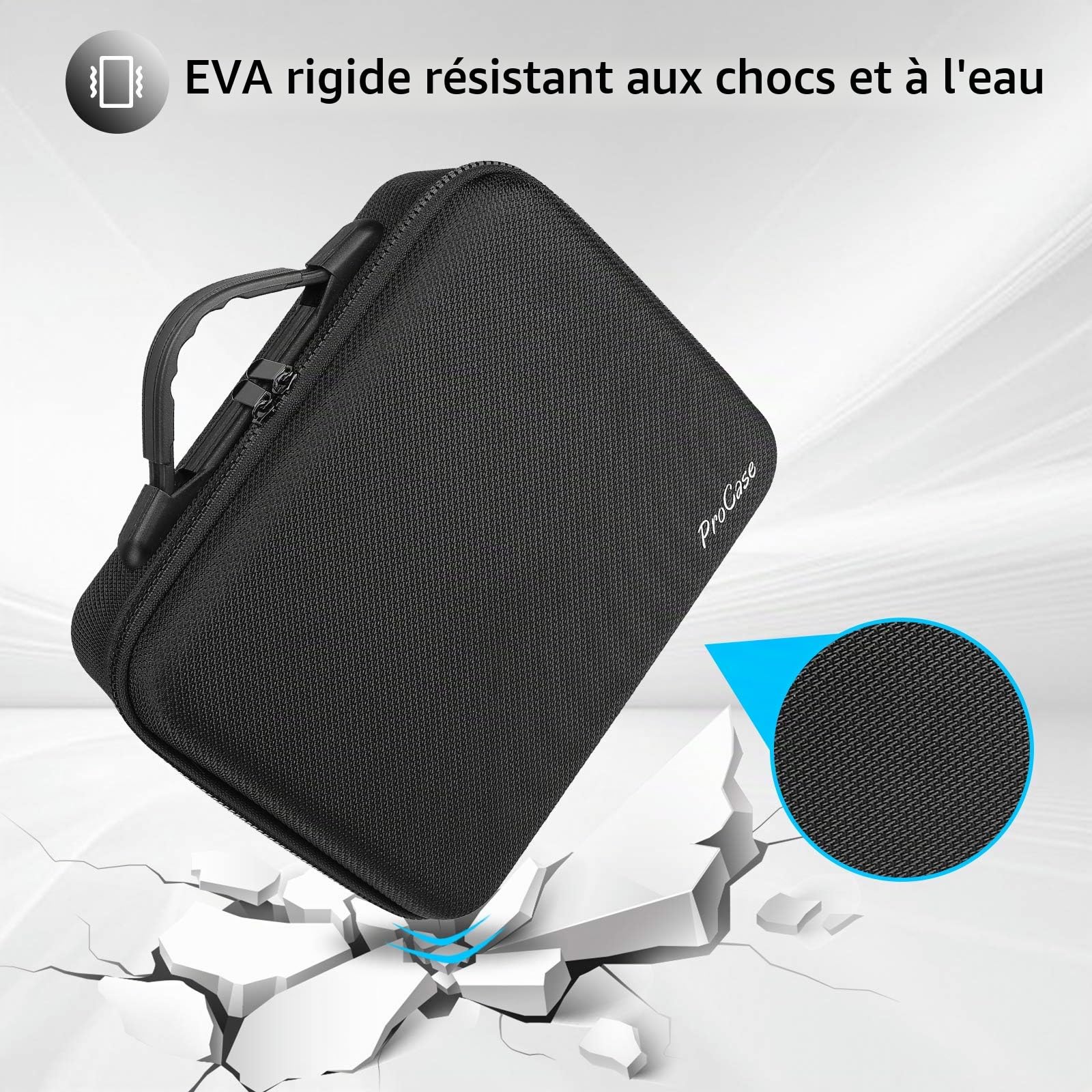 ProCase Étui Sac pour DJI Mini 4K/ Mini 2/ Mini 2 Fly/Mini 2 SE, Housse de Protection Étanche, Drone Sac de Voyage Coquille Dure pour DJI Mini 4K Accessiores -Noir