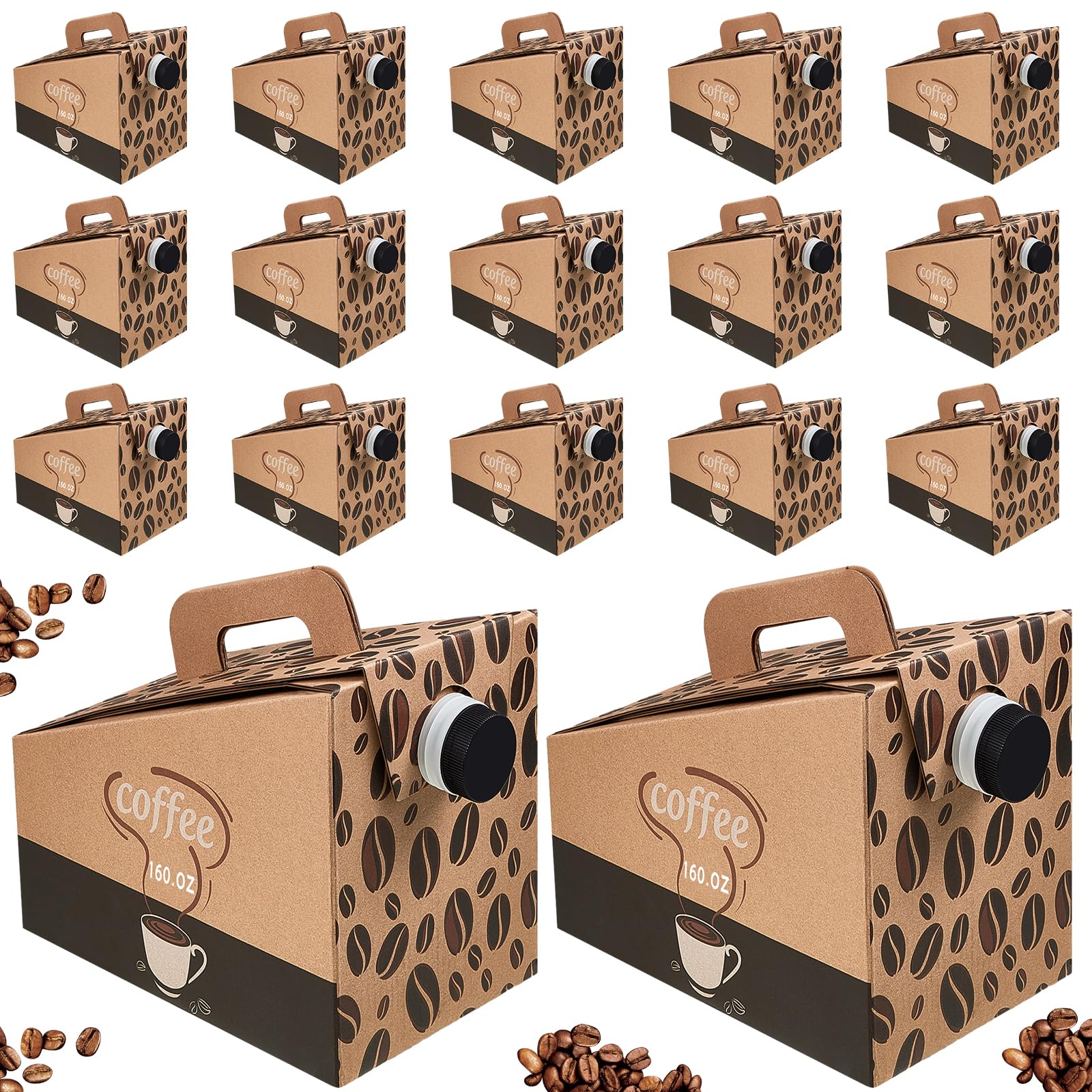 Dandat Confezione da 30 contenitori per caffè da asporto, in truciolato spesso, usa e getta, isolati, con manico e coperchio, per bevande calde e fredde, per catering