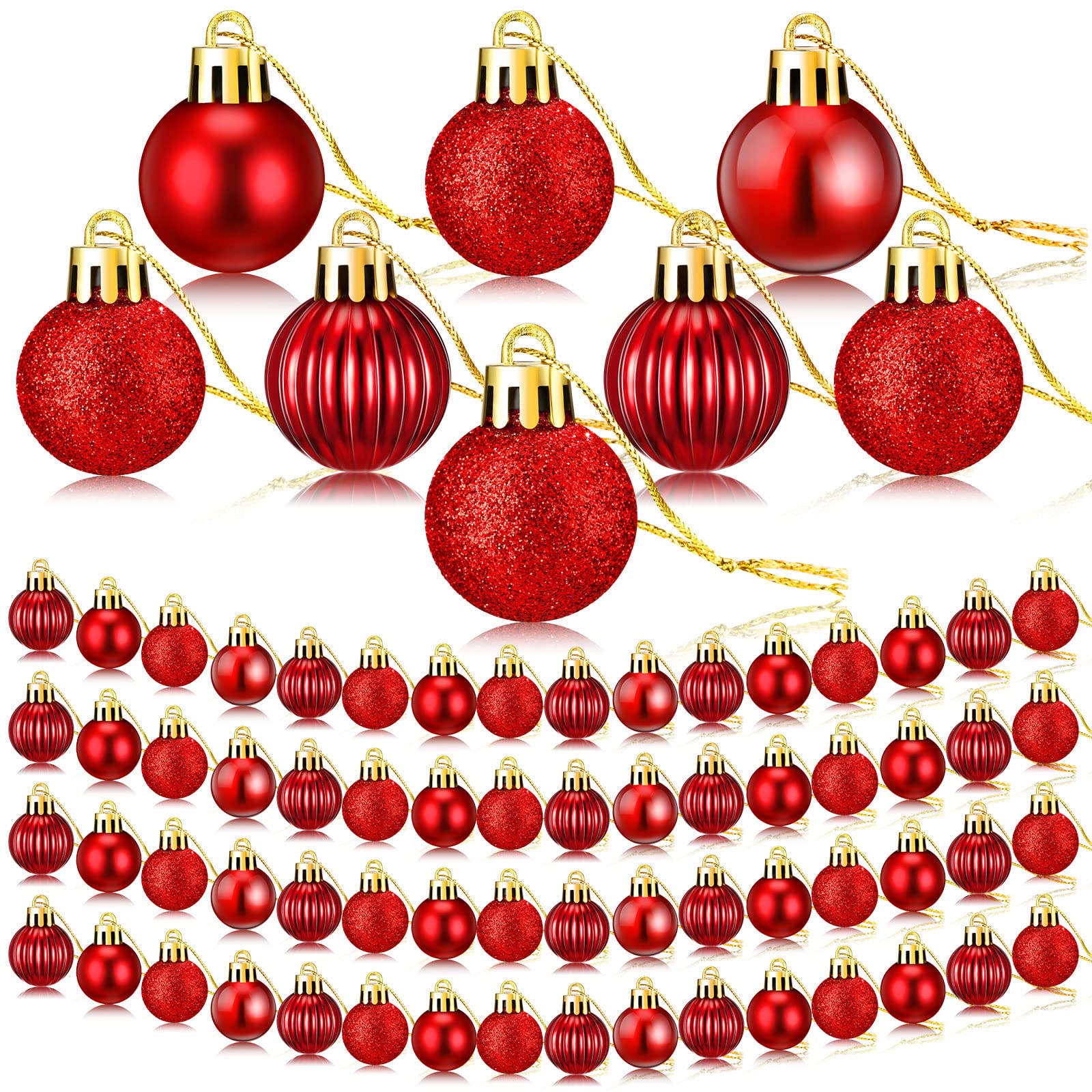 Boules de Noël miniature légères rouge 3,5 cm pour ne plus affaisser les branches