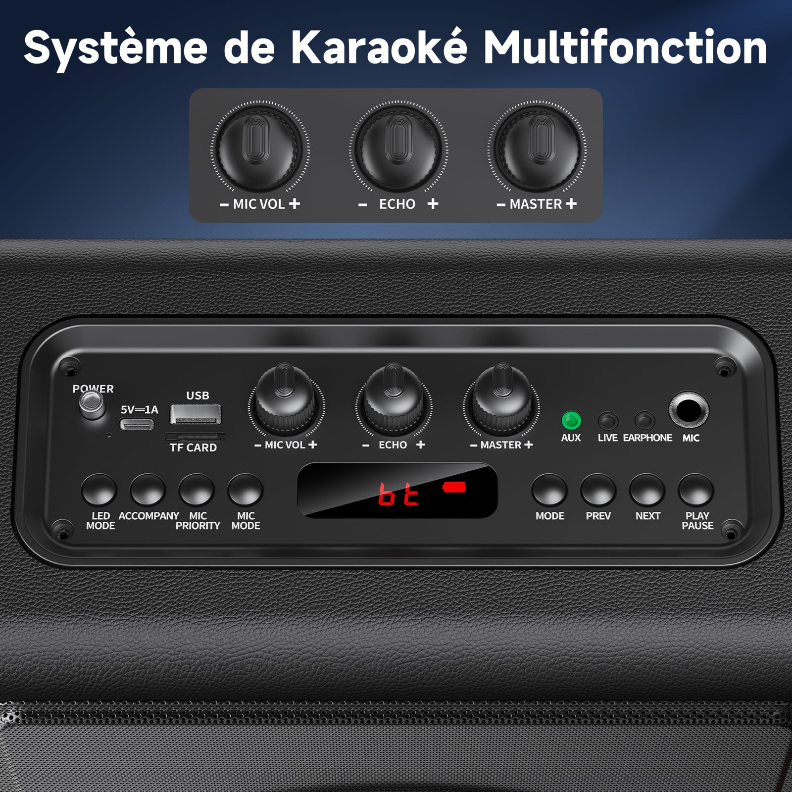 HWWR Enceinte Karaoke 3 Micro sans Fil, Karaoke Adultes Bluetooth 5.3 Portable, 120W PA Système avec Correction de Tonalité & Réglage d'Écho, Karaoké Compatible TWS/Carte TF/USB/AUX/Live/REC