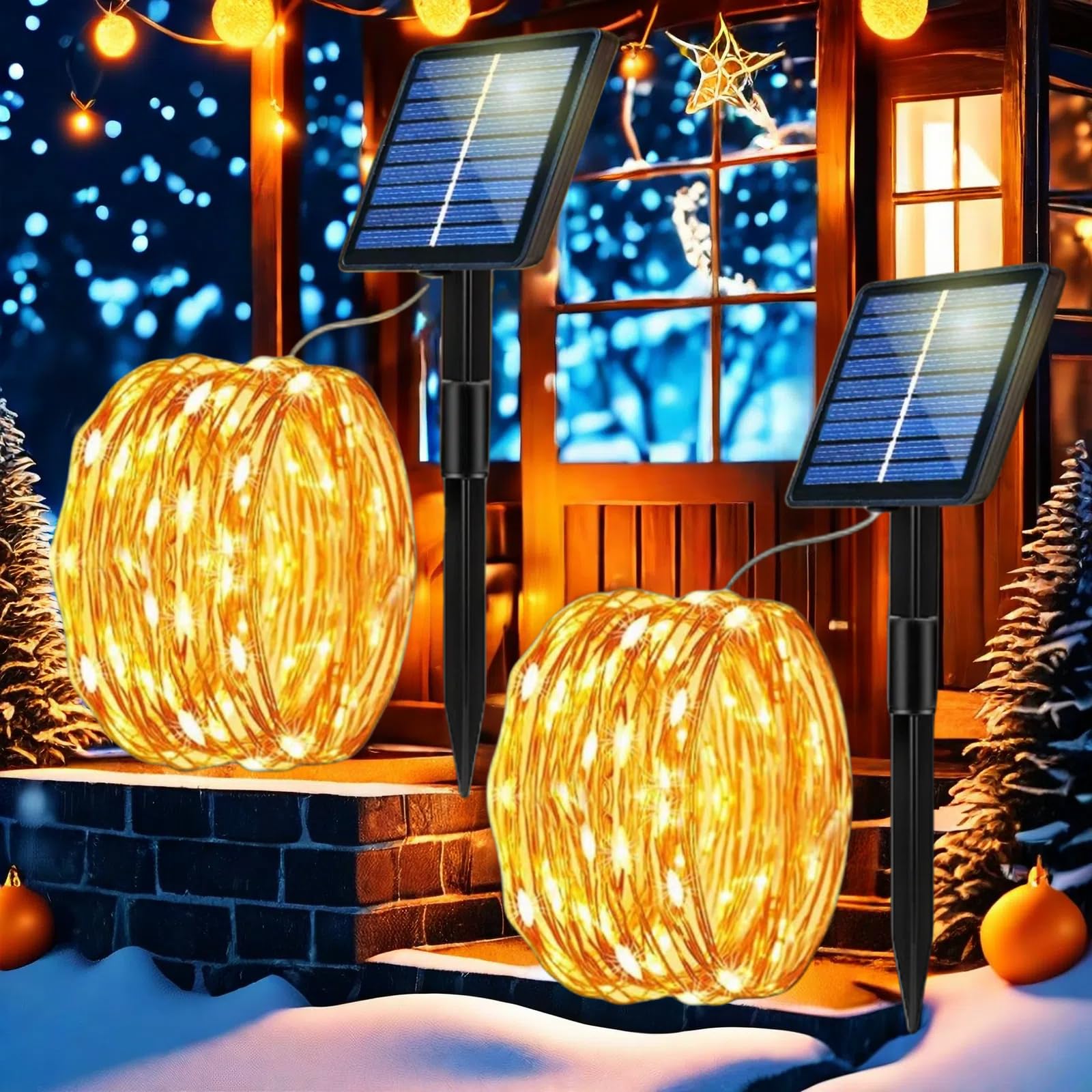 luces navidad, luces solares led exterior, 2pc 10M 100 LED Luces Arbol Navidad, Luces Navidad, Luces LED Navidad, Guirnalda Luces para Habitacion