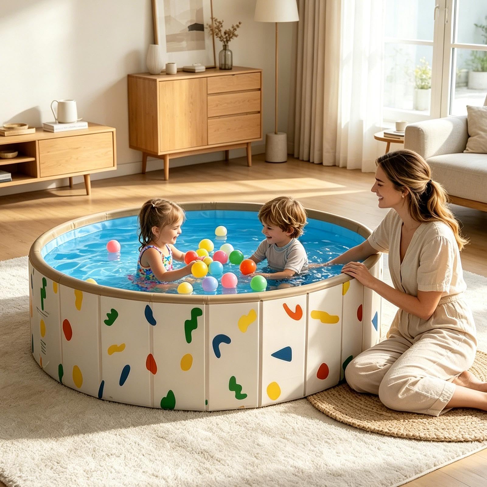 Piscina per Bambini Piscina a palline pieghevole antiscivolo | Piscina da bambini e cani con centro giochi d'acqua Per ragazzi ragazze famiglia adulti esterno spiaggia casa bagno