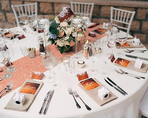 Miniatura 5 de Remagr Mantel redondo de plástico de 84 pulgadas, desechables, para Navidad, boda, cumpleaños, decoración de jubilación (blanco, oro rosa)