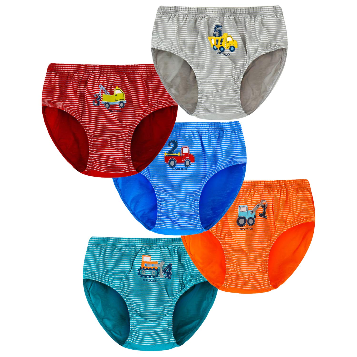 Auto Slip Bambini e Ragazzi Camion Boxer Cotone Intimo 5 pacchi per Bambino 2-11 Anni