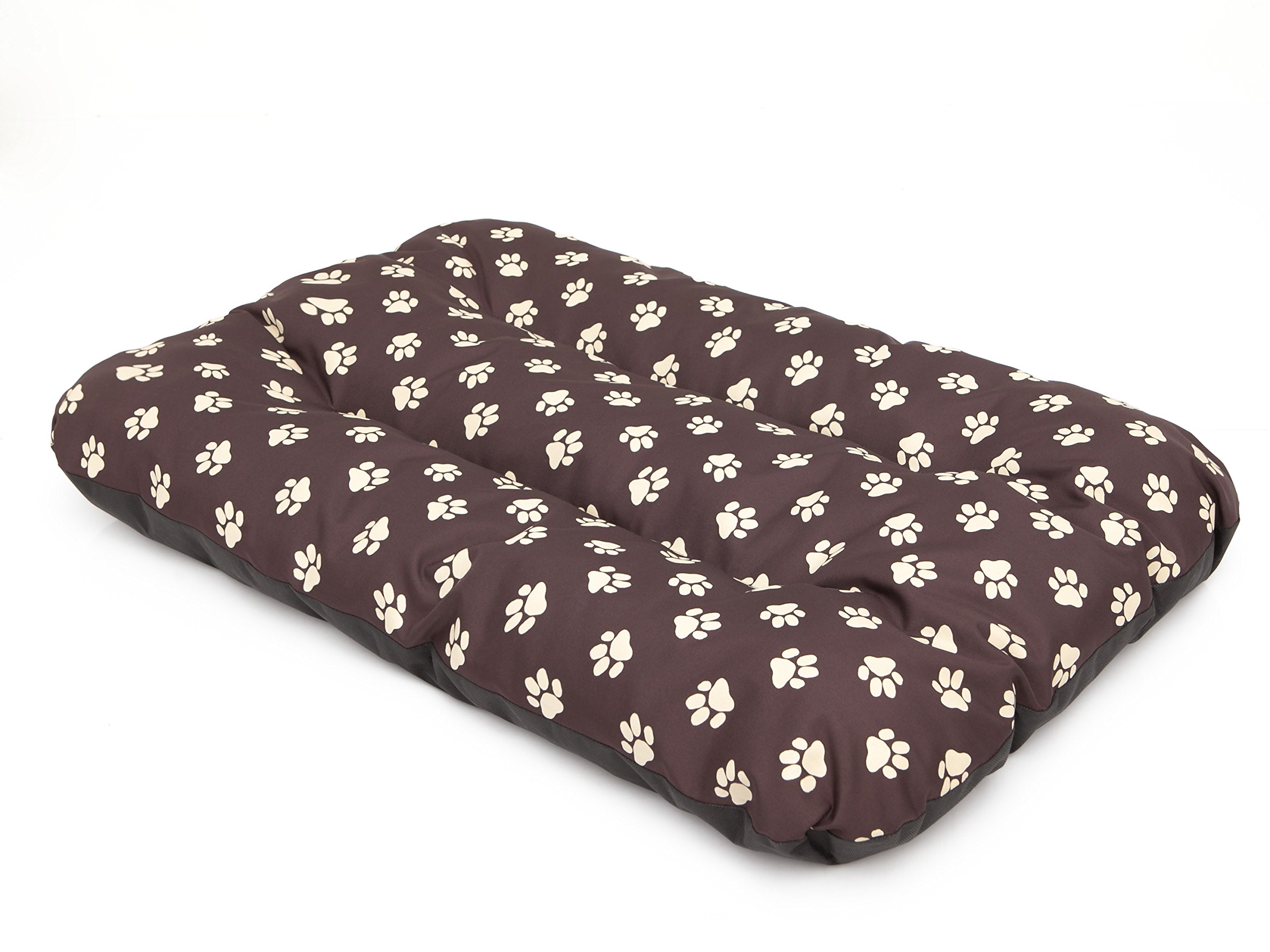 Colchón para perros, sofá para perros, cojín para perros, sofá, colchón, cama, cama para mascotas, suave, cojín R2 – 100 x 70 cm, color marrón oscuro con huellas