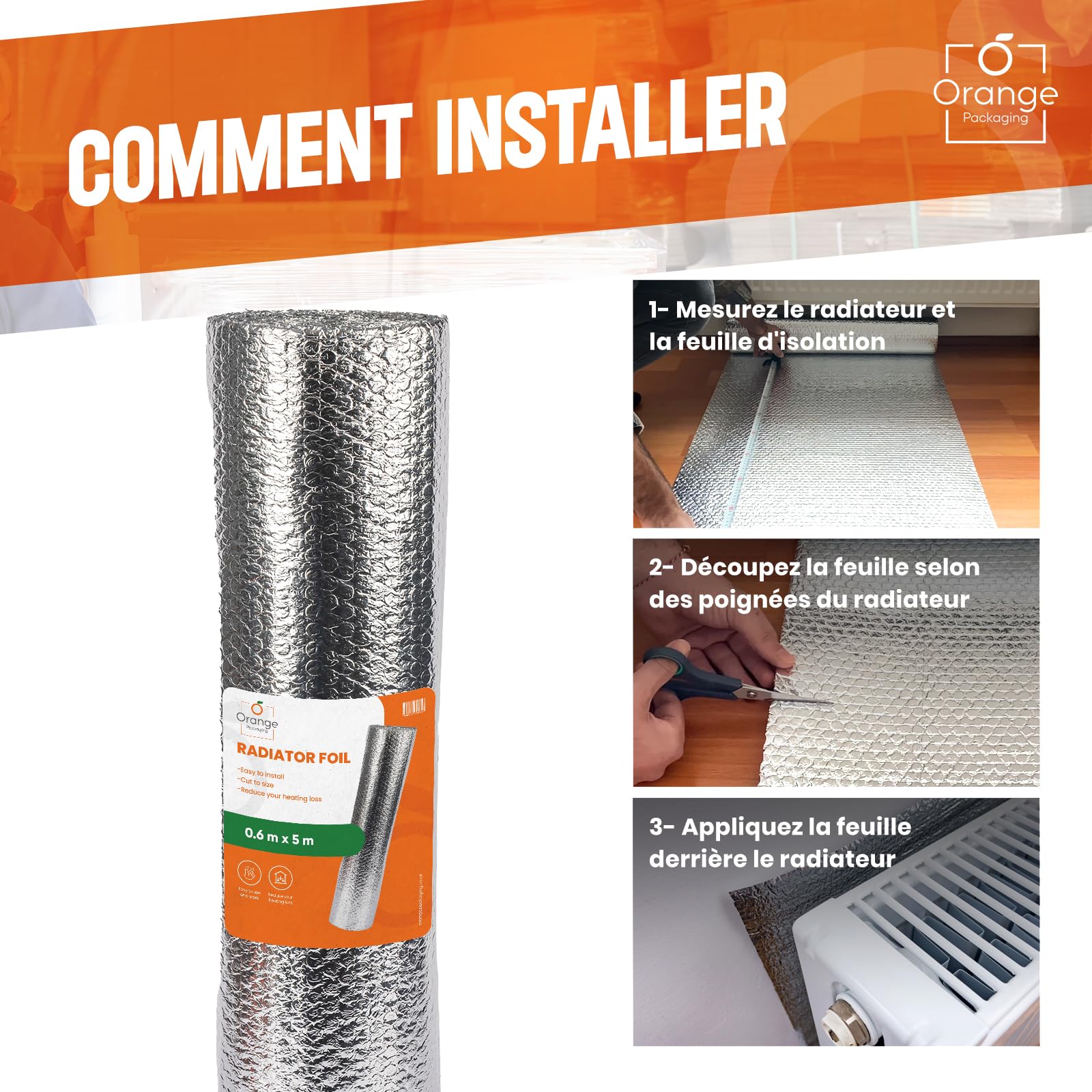 Radiator Reflective Foil - Radiator Wrap for Home- 5m x 60cm - 3.6mm Thickness Heat Reflective Insulation Radiator Insulation Foil Reflector Saves Energy & Money - Reduces Heat Loss