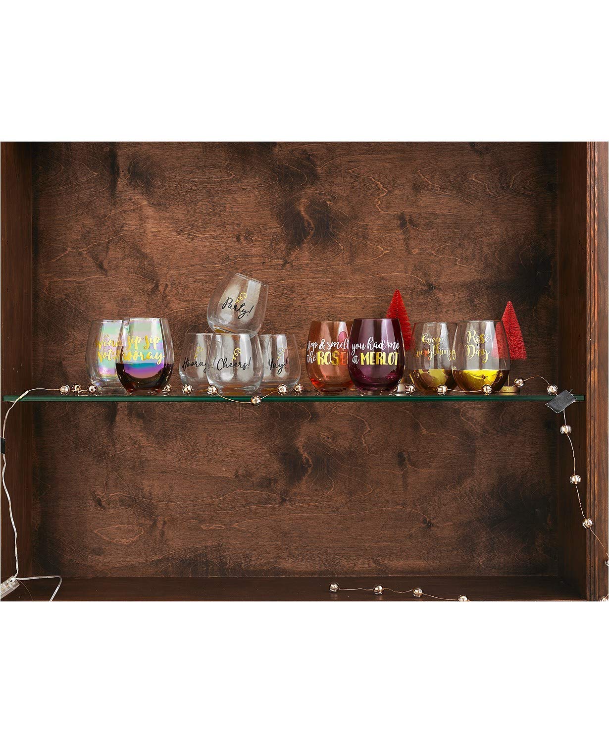 Elegant Stemless Champagne Glass, Set of 2, 8 Ounces Mine Yours Confetti