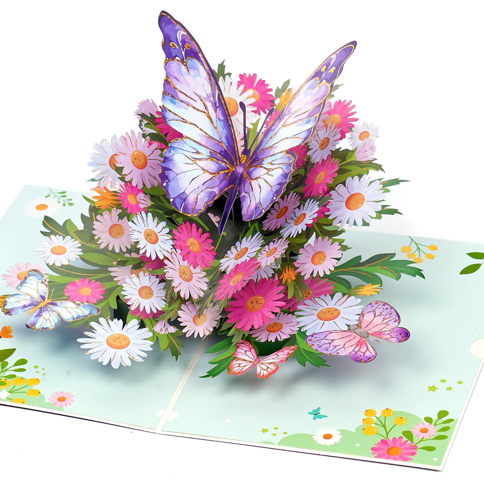 Carte Pop-up 3D Papillons Et Fleurs MOKIO - Carte Anniversaire Pliable Avec Enveloppe