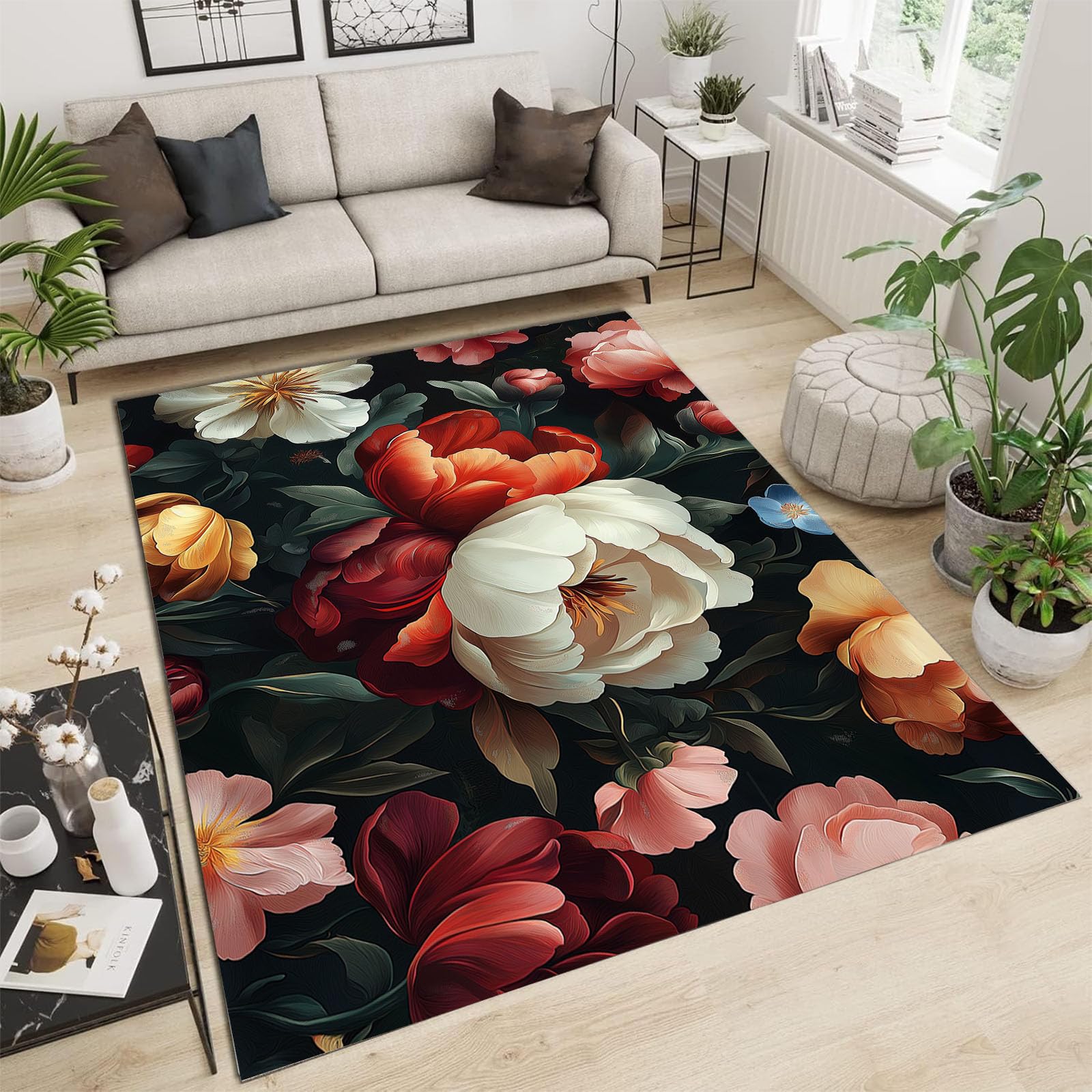 Tapis baroque lavable 160x230 cm vin avec dossier antidérapant sécurisé pour salle à manger