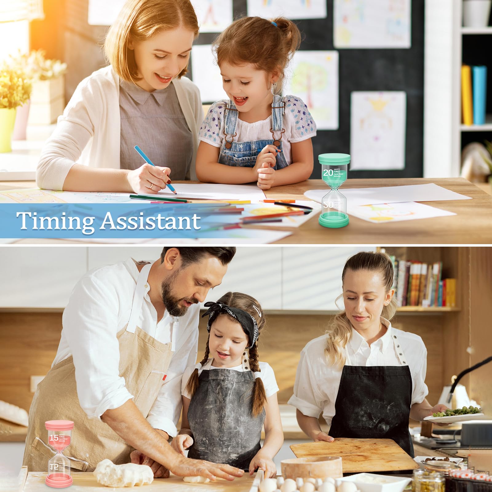 Set 5 Clessidre A Sabbia Colorata - Timer Da 3,5,10,15,30 Minuti | Per Cucina, Giochi, Ufficio - Foto 8