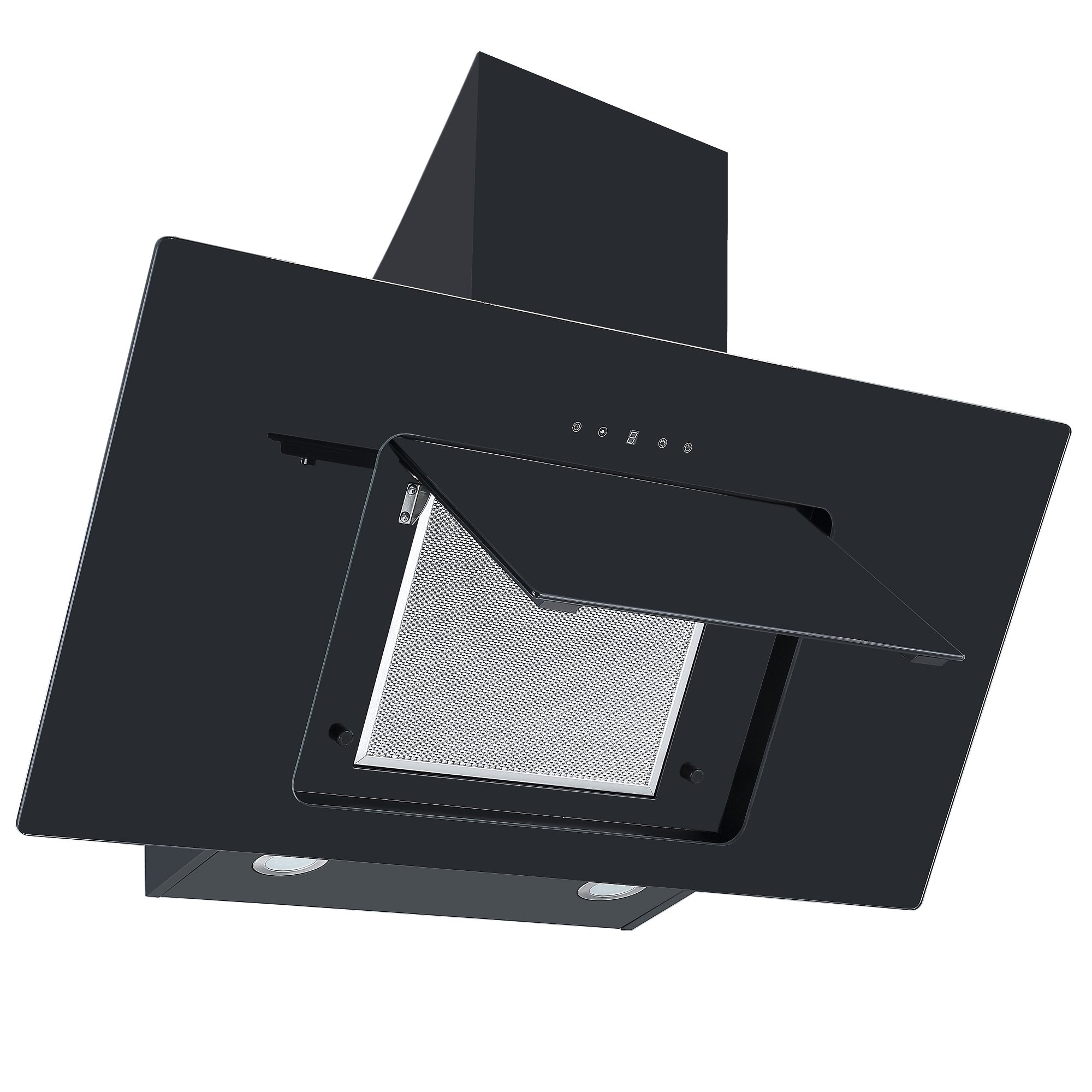 Buy Cookology VER905BK 90cm Black Angled Glass Chimney Cooker Hood