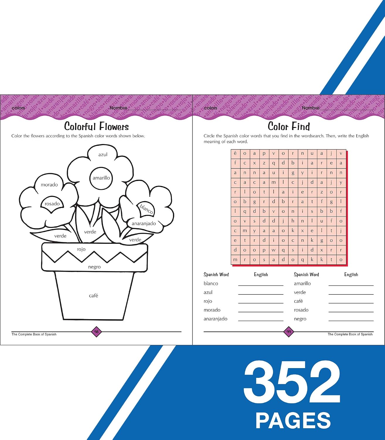 Complete Book of Spanish Workbook, Grades 1-3 Spanish Learning Practice Covering Alphabet Letters and Spanish Vocabulary, Classroom or Homeschool Curriculum